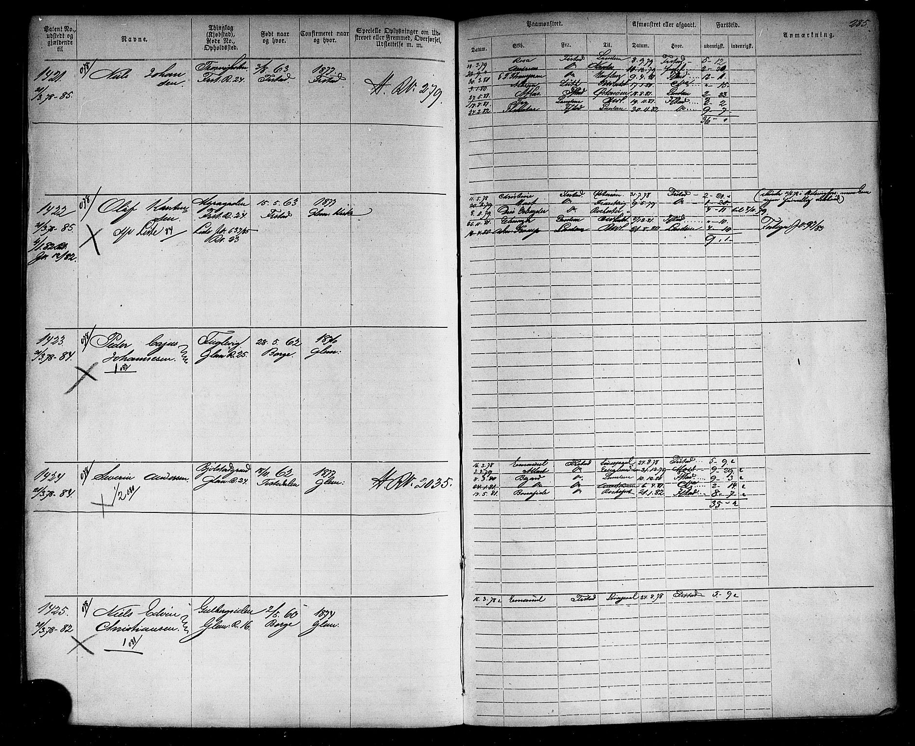 Fredrikstad mønstringskontor, SAO/A-10569b/F/Fc/Fca/L0003: Annotasjonsrulle, 1868-1885, s. 289