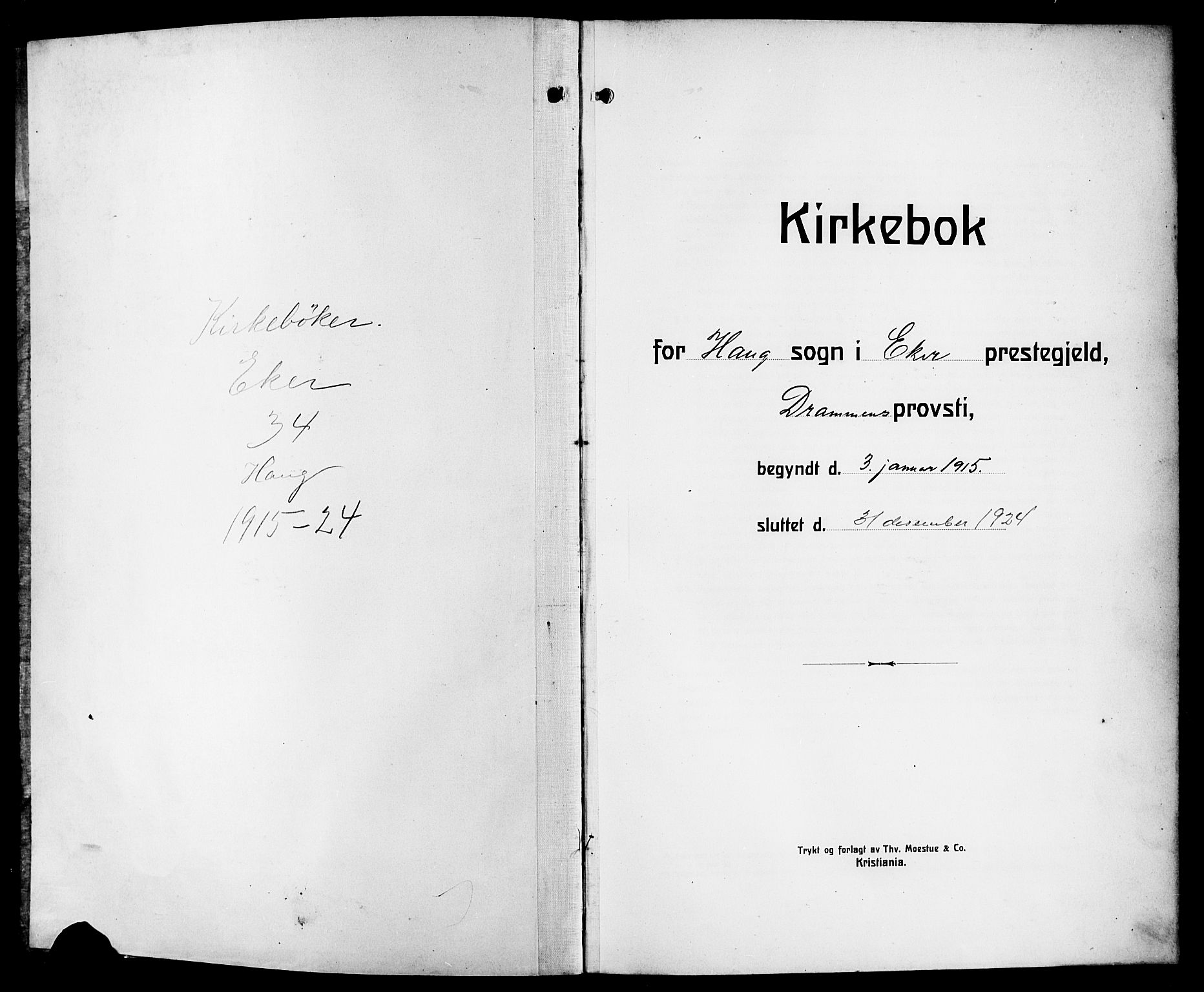 Eiker kirkebøker, AV/SAKO-A-4/G/Ga/L0009: Klokkerbok nr. I 9, 1915-1924