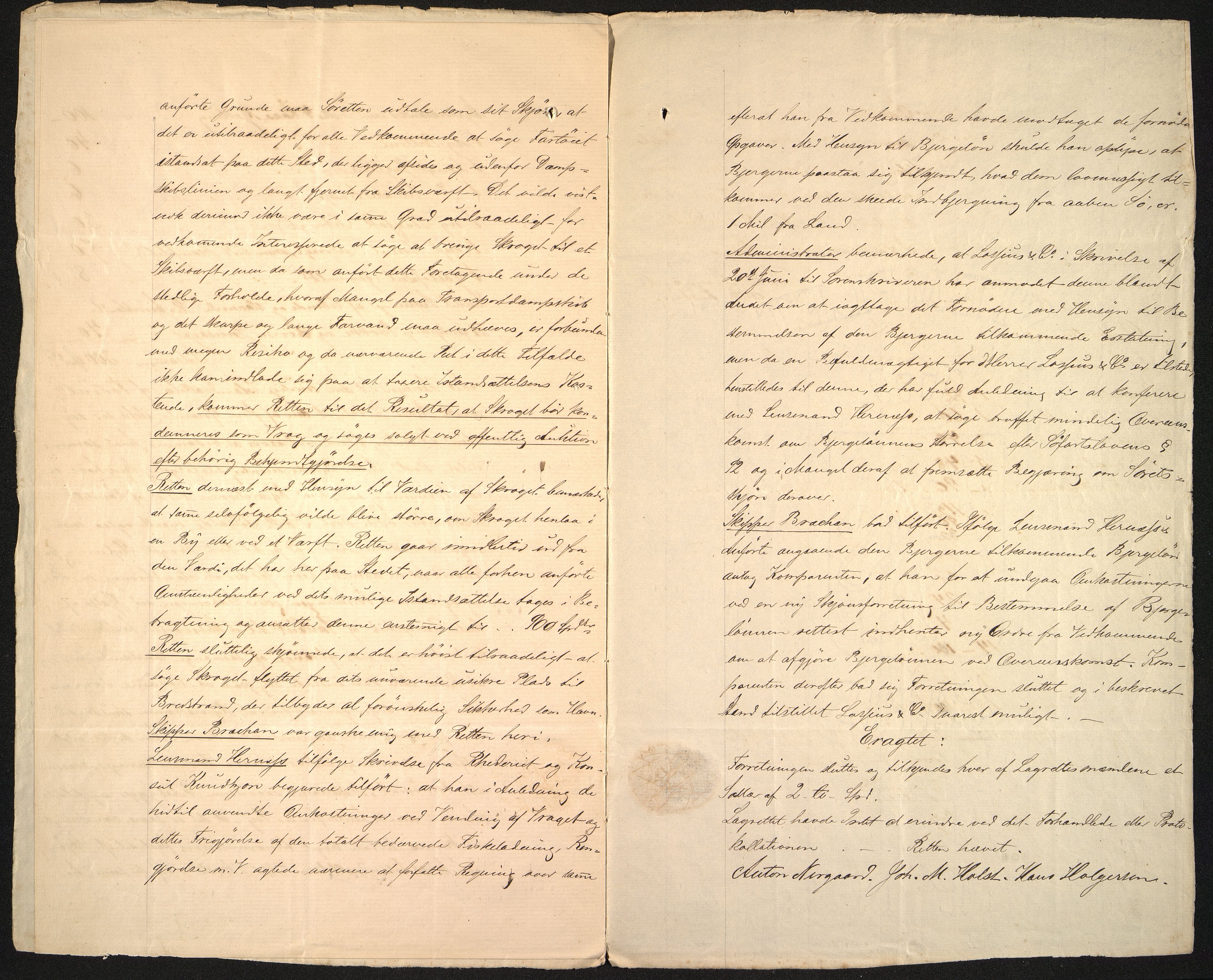 Pa 63 - Østlandske skibsassuranceforening, VEMU/A-1079/G/Ga/L0001/0020: Havaridokumenter / Fremad, 1868