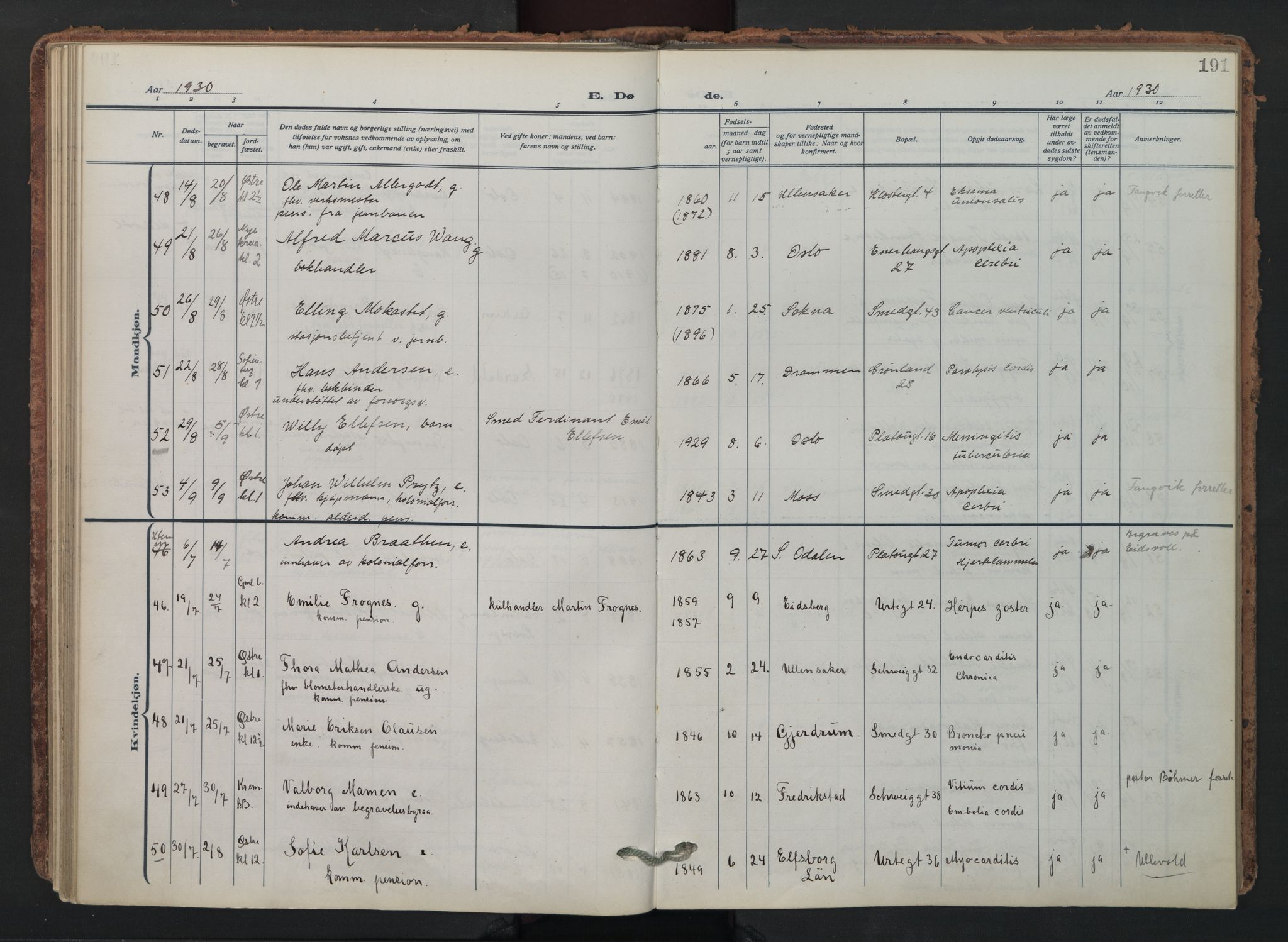 Grønland prestekontor Kirkebøker, AV/SAO-A-10848/F/Fa/L0019: Ministerialbok nr. 19, 1918-1938, s. 191