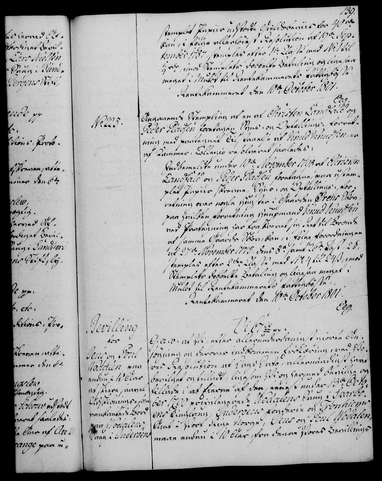 Rentekammeret, Kammerkanselliet, RA/EA-3111/G/Gg/Gga/L0017: Norsk ekspedisjonsprotokoll med register (merket RK 53.17), 1801-1803, s. 139