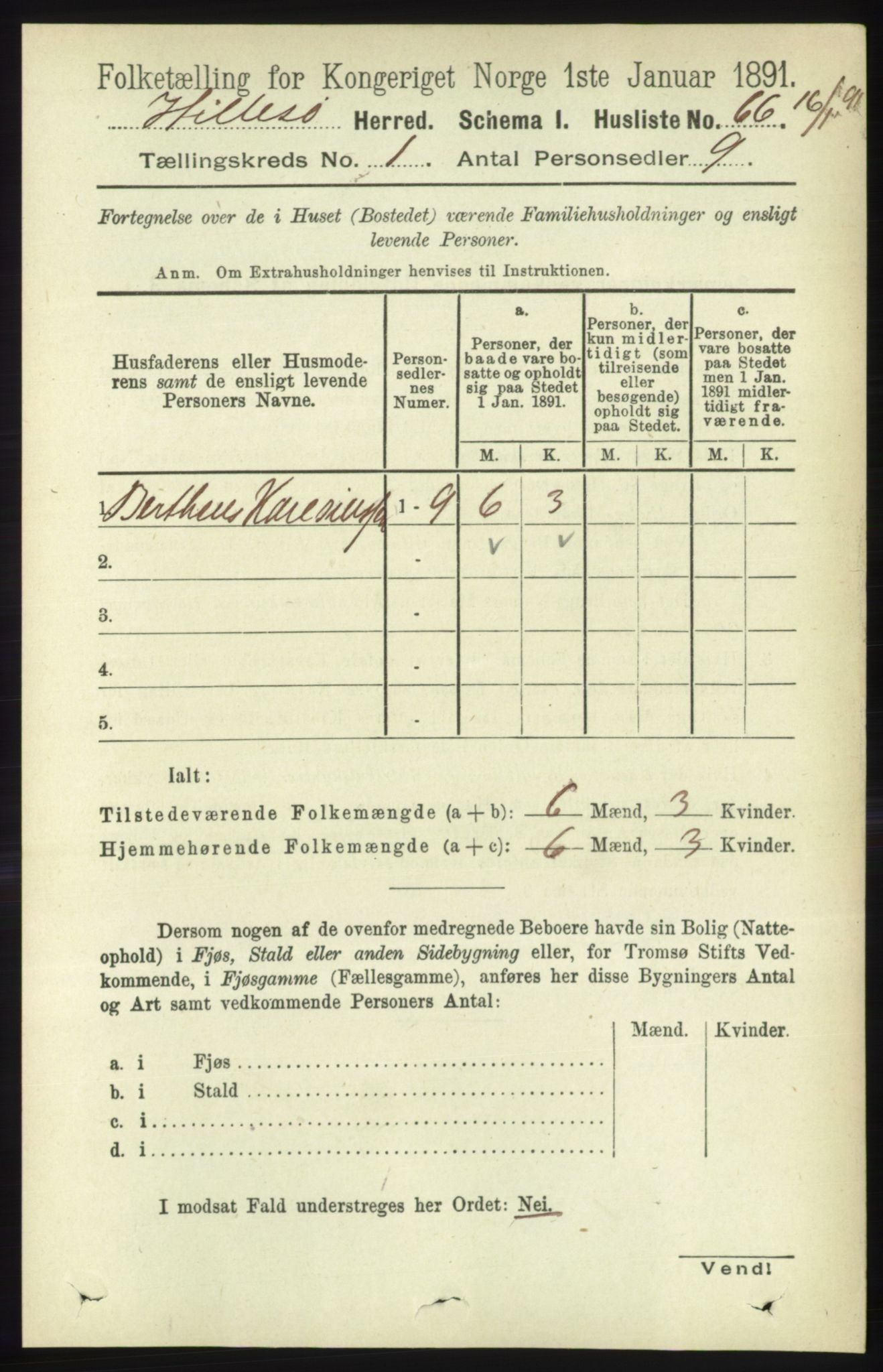 RA, Folketelling 1891 for 1930 Hillesøy herred, 1891, s. 79