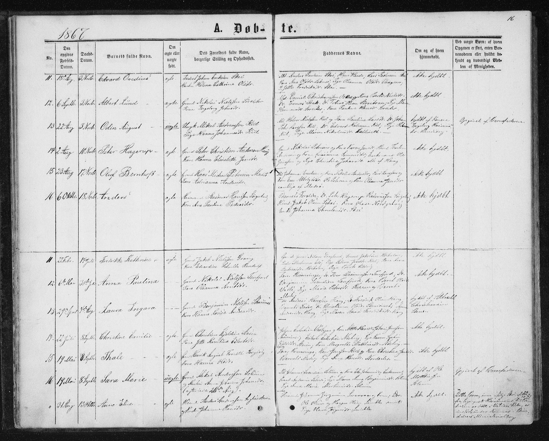 Ministerialprotokoller, klokkerbøker og fødselsregistre - Nord-Trøndelag, SAT/A-1458/788/L0696: Ministerialbok nr. 788A03, 1863-1877, s. 16