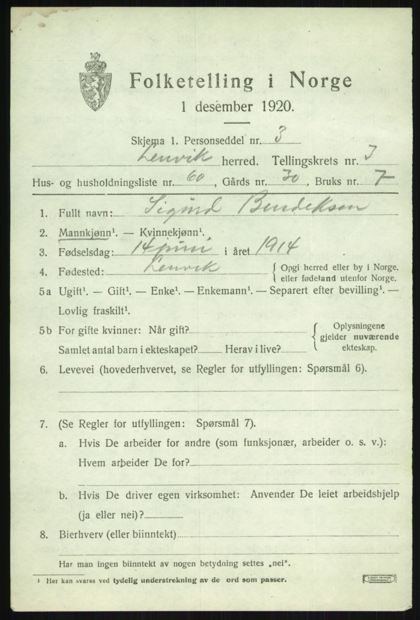 SATØ, Folketelling 1920 for 1931 Lenvik herred, 1920, s. 5532