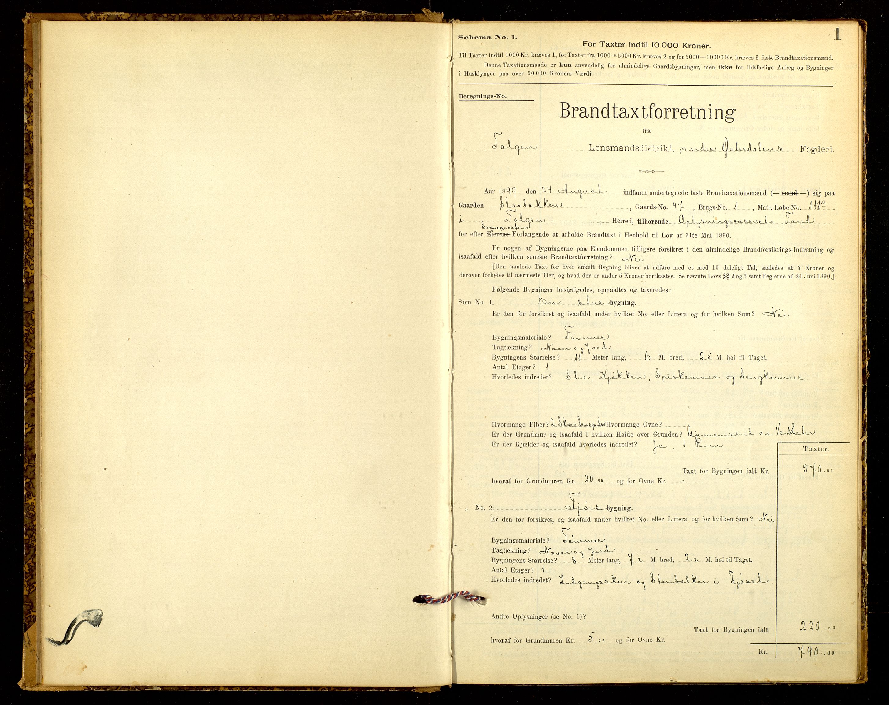Norges Brannkasse, Tolga-Os, AV/SAH-NBRANO-029/F/L0004: Branntakstprotokoll, 1895-1936