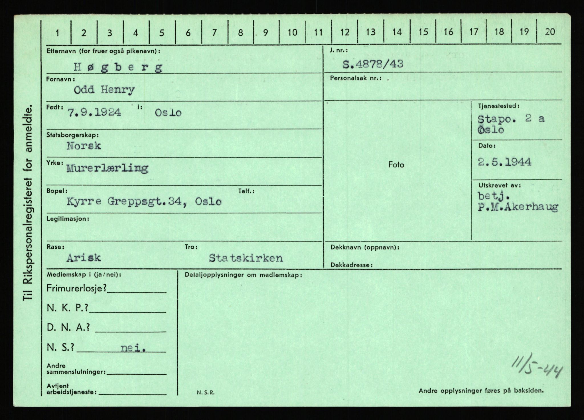 Statspolitiet - Hovedkontoret / Osloavdelingen, AV/RA-S-1329/C/Ca/L0007: Hol - Joelsen, 1943-1945, s. 1669