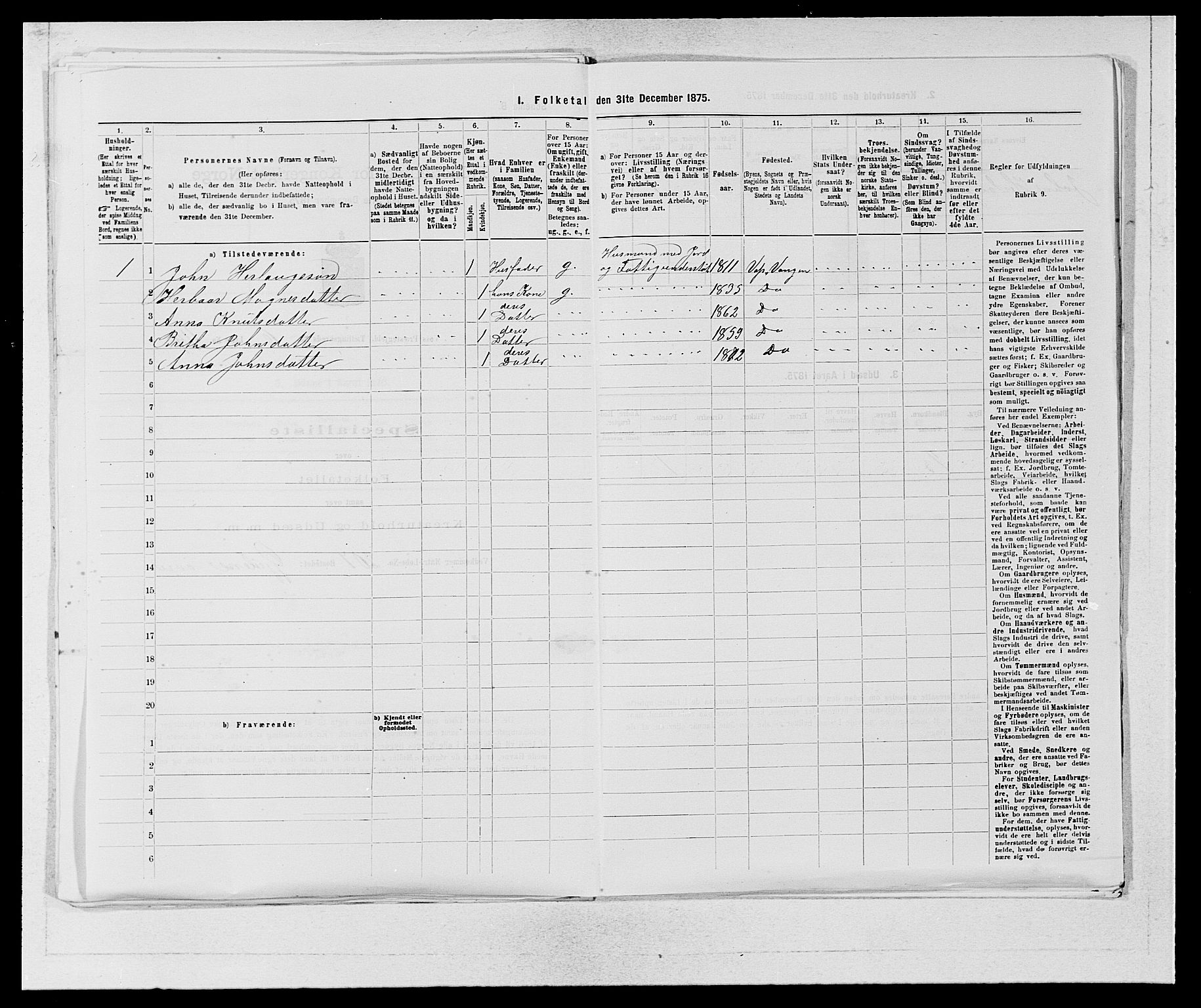 SAB, Folketelling 1875 for 1235P Voss prestegjeld, 1875, s. 788