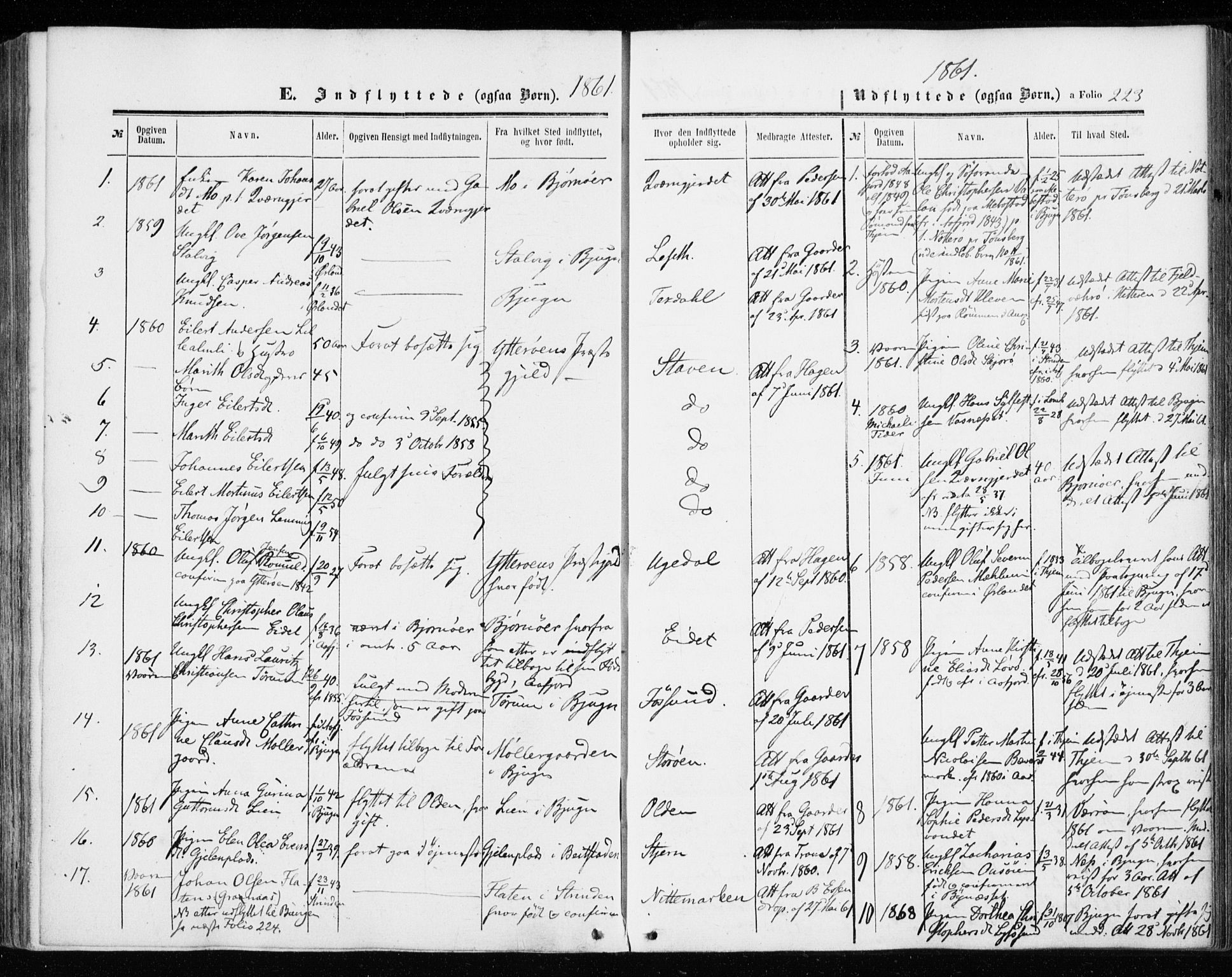 Ministerialprotokoller, klokkerbøker og fødselsregistre - Sør-Trøndelag, SAT/A-1456/655/L0678: Ministerialbok nr. 655A07, 1861-1873, s. 223