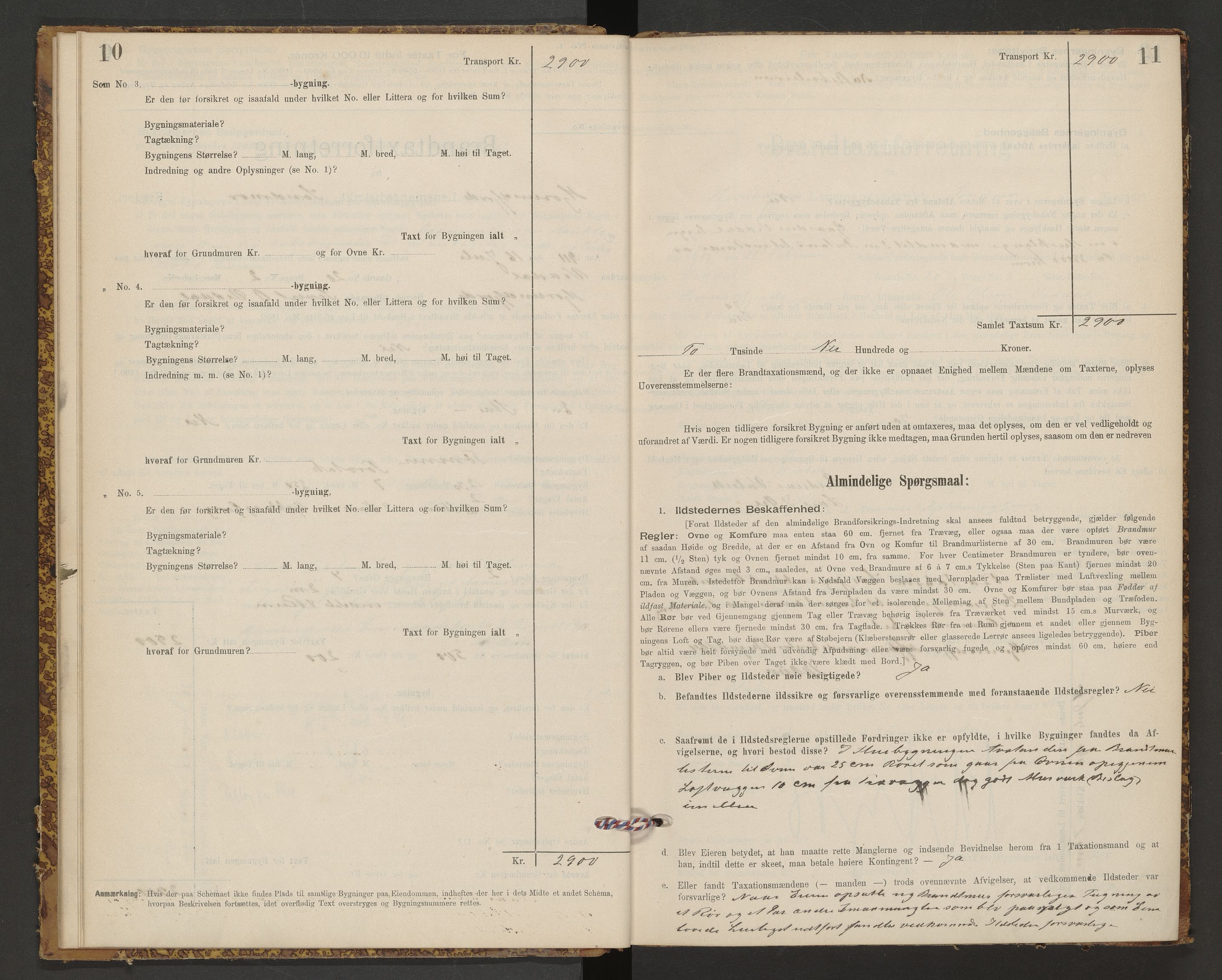 Norges Brannkasse Hjørundfjord, AV/SAT-A-5490/F/Fb/L0001: Branntakstprotokoll, 1911-1949, s. 10-11