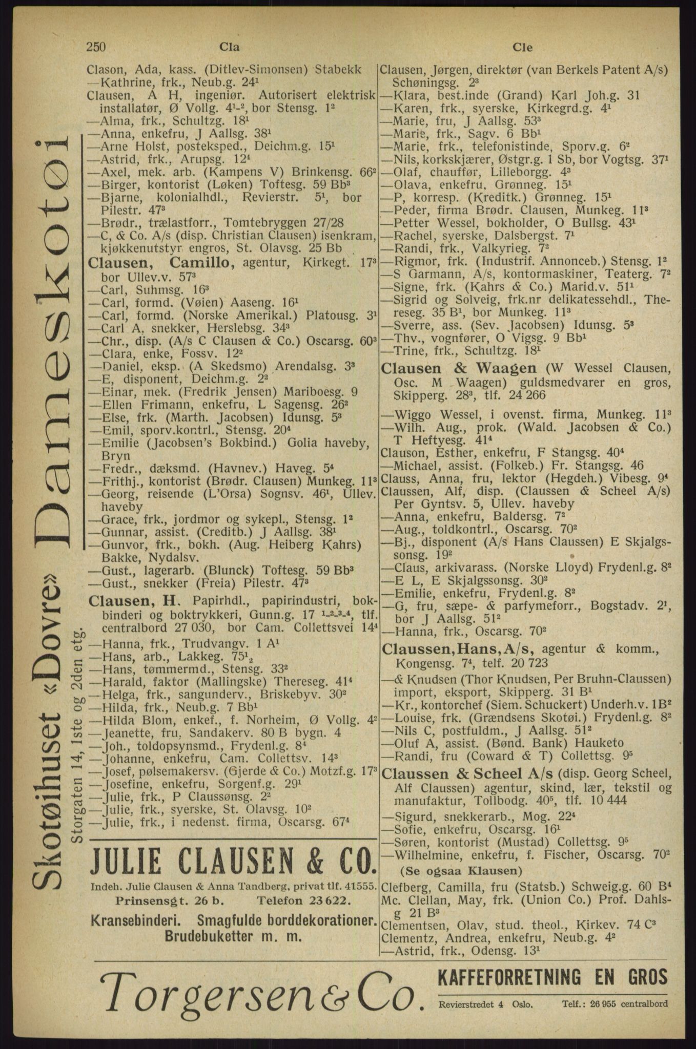 Kristiania/Oslo adressebok, PUBL/-, 1927, s. 250