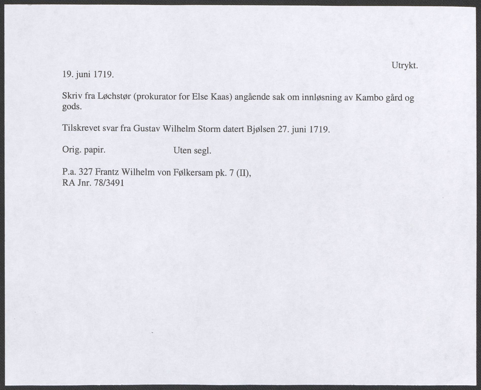 Riksarkivets diplomsamling, RA/EA-5965/F12/L0005: Pk. 7 (II), 1613-1721, s. 223