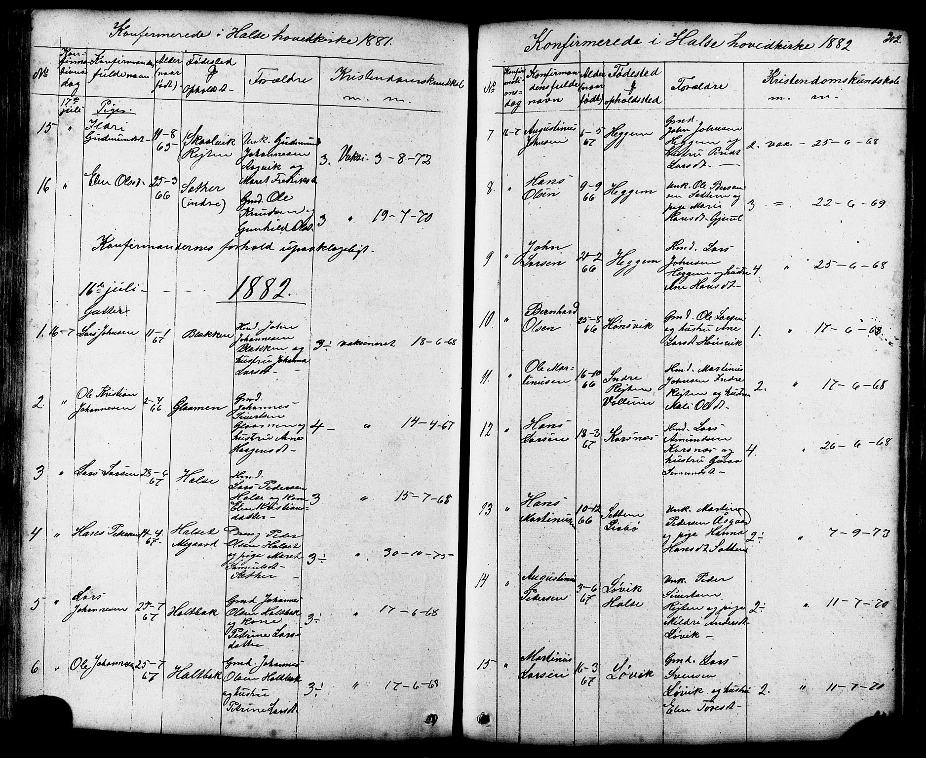 Ministerialprotokoller, klokkerbøker og fødselsregistre - Møre og Romsdal, AV/SAT-A-1454/576/L0890: Klokkerbok nr. 576C01, 1837-1908, s. 302