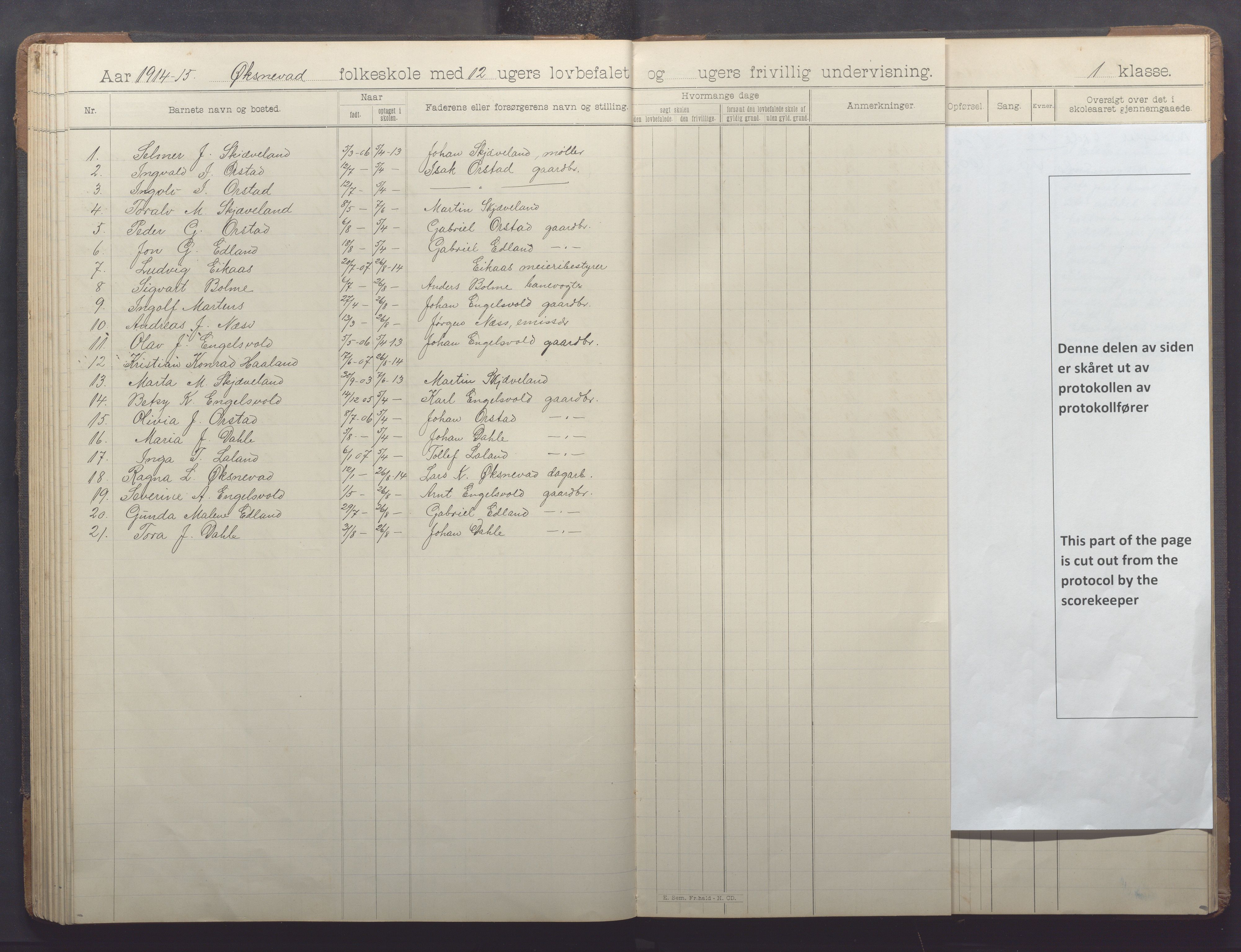 Klepp kommune - Engelsvoll skole, IKAR/K-100299/H/L0001: Skoleprotokoll, 1908-1918, s. 70