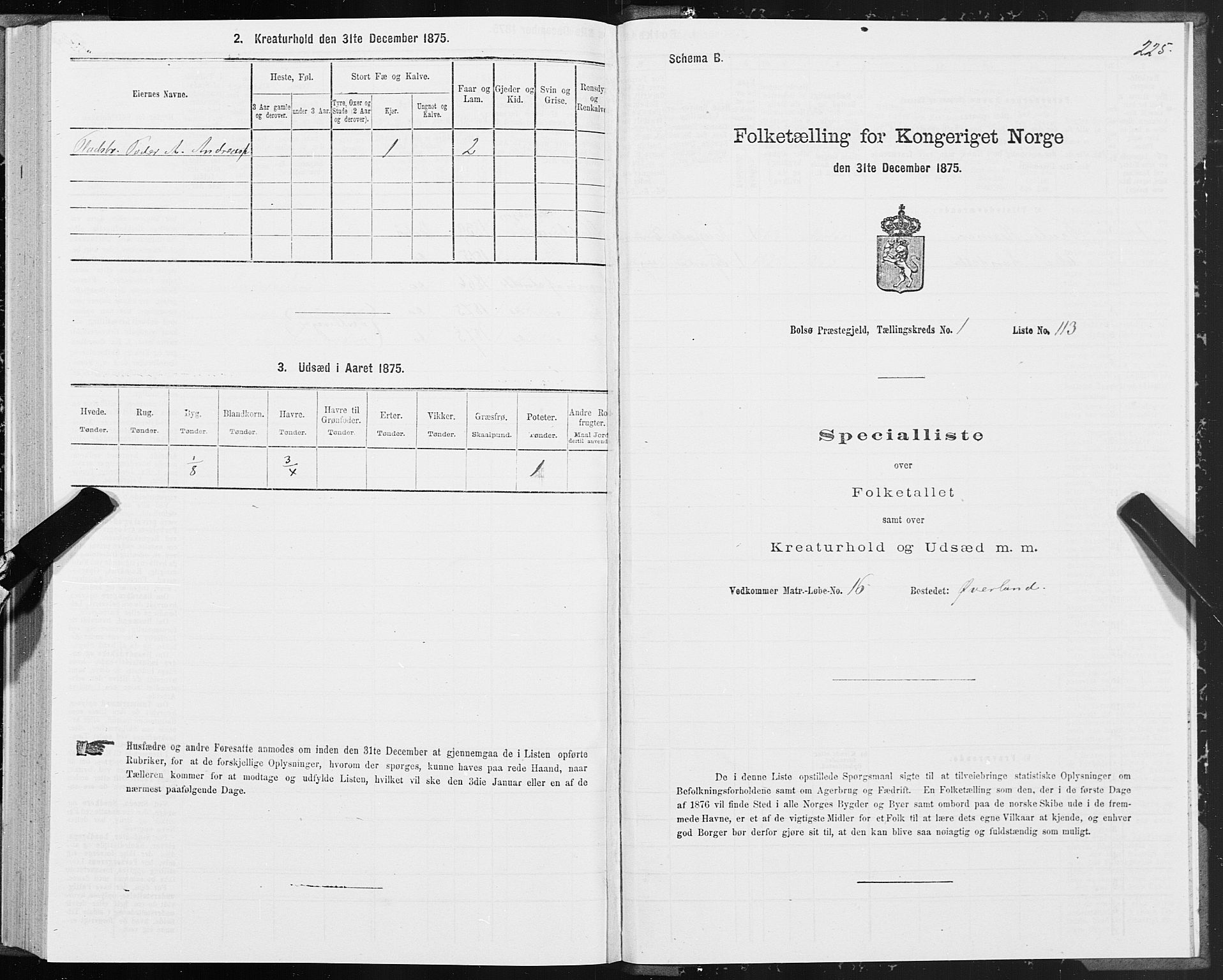 SAT, Folketelling 1875 for 1544P Bolsøy prestegjeld, 1875, s. 1225