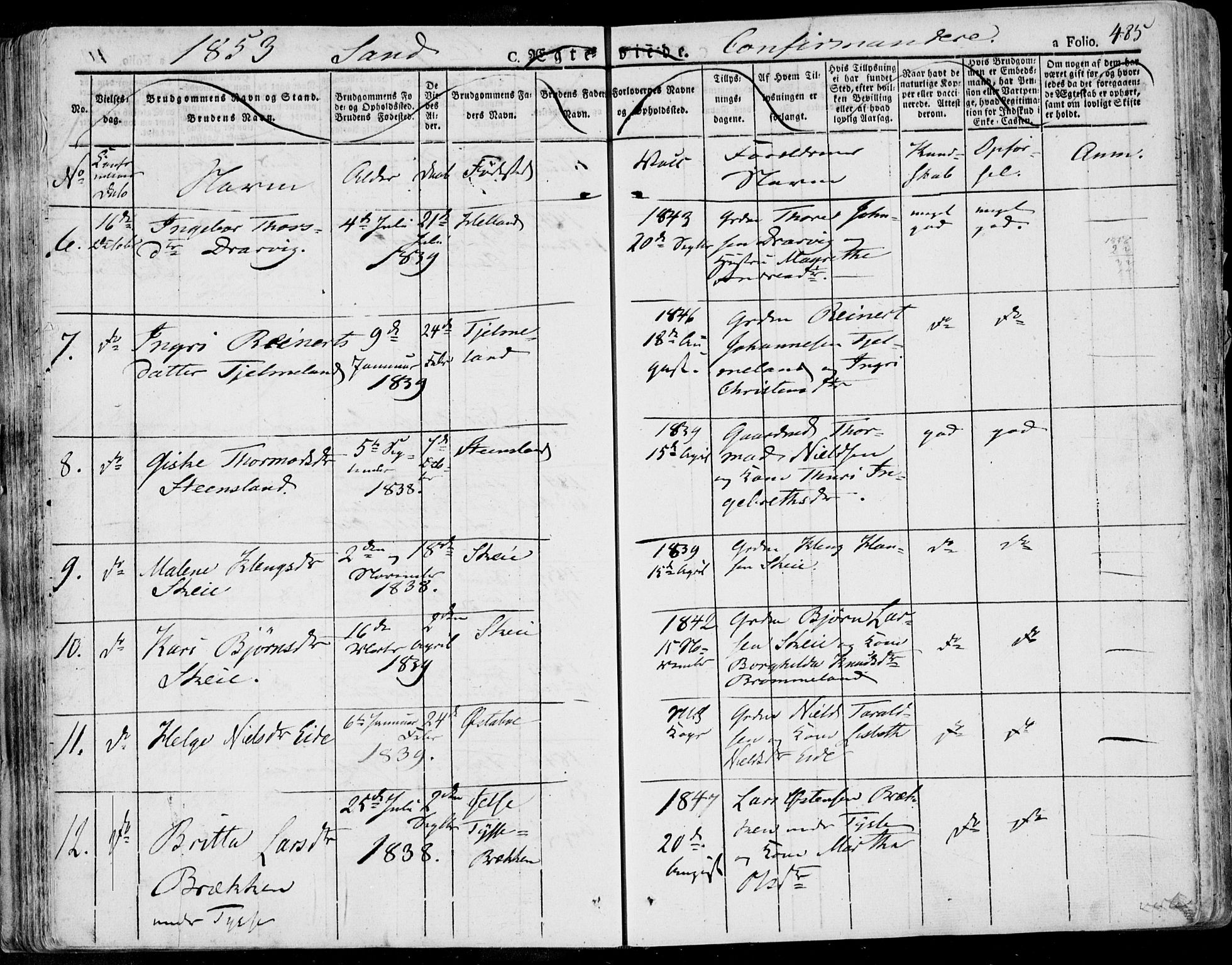 Jelsa sokneprestkontor, AV/SAST-A-101842/01/IV: Ministerialbok nr. A 6.2, 1828-1853, s. 485