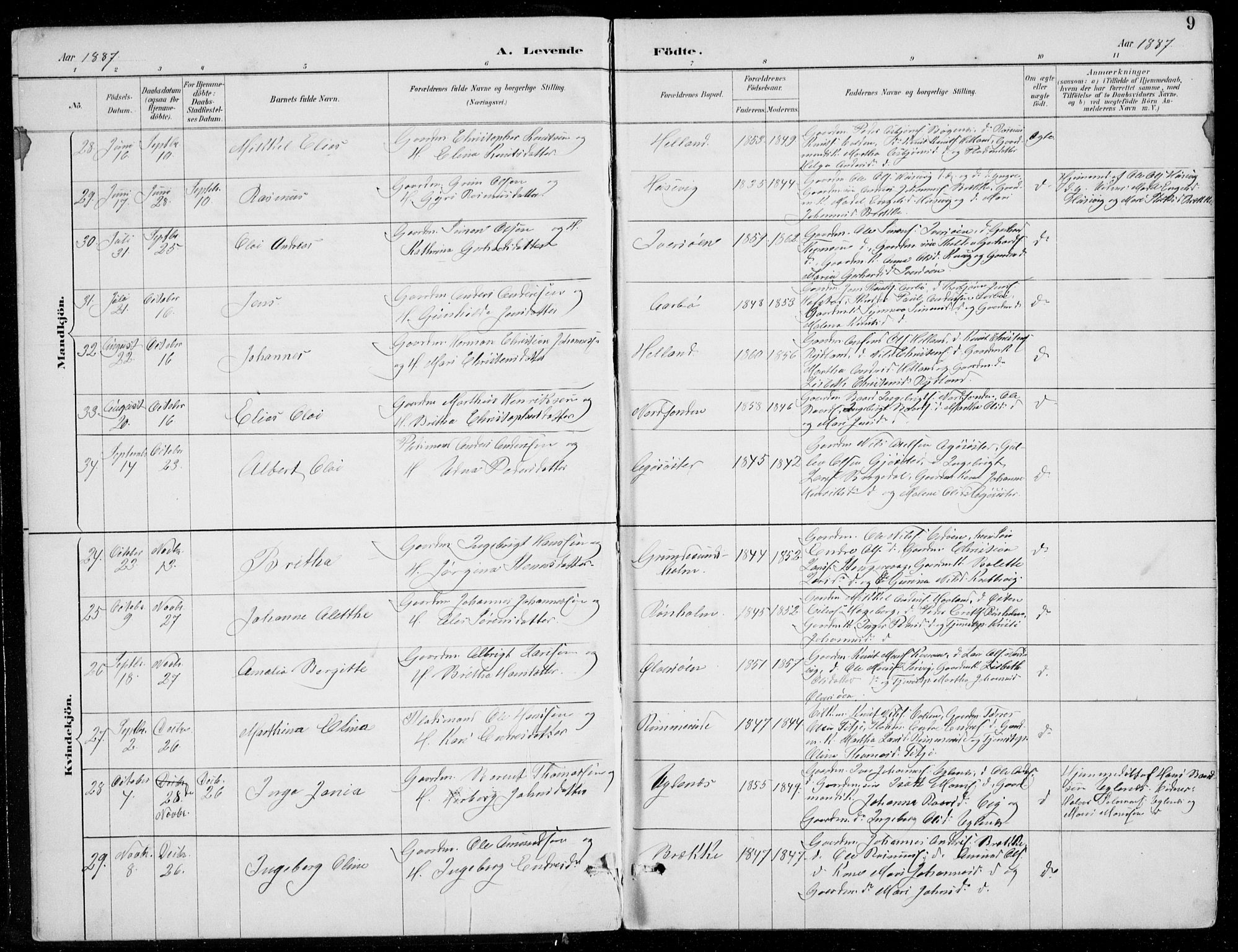 Fitjar sokneprestembete, AV/SAB-A-99926: Klokkerbok nr. A 2, 1887-1906, s. 9