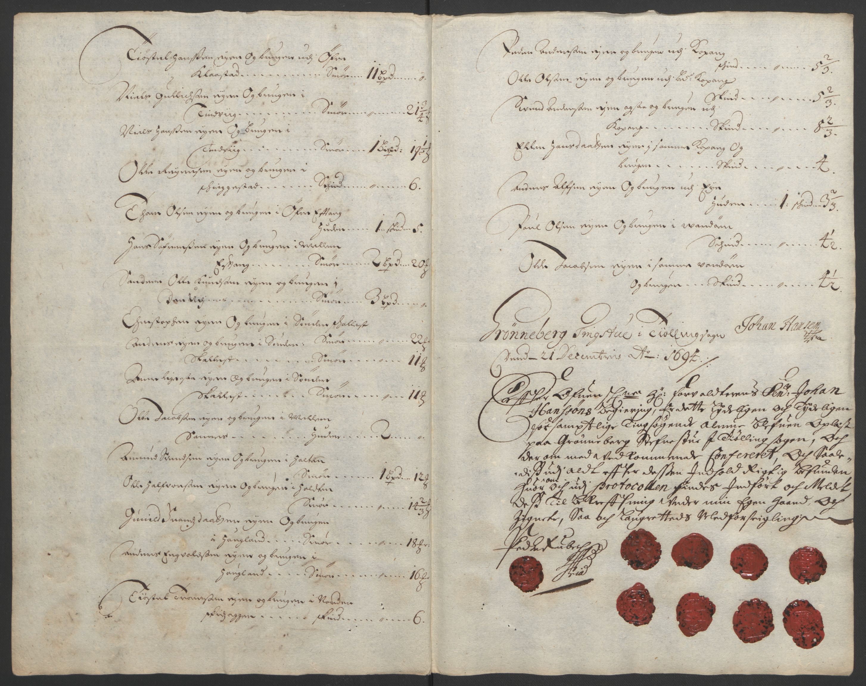 Rentekammeret inntil 1814, Reviderte regnskaper, Fogderegnskap, RA/EA-4092/R33/L1974: Fogderegnskap Larvik grevskap, 1693-1695, s. 134