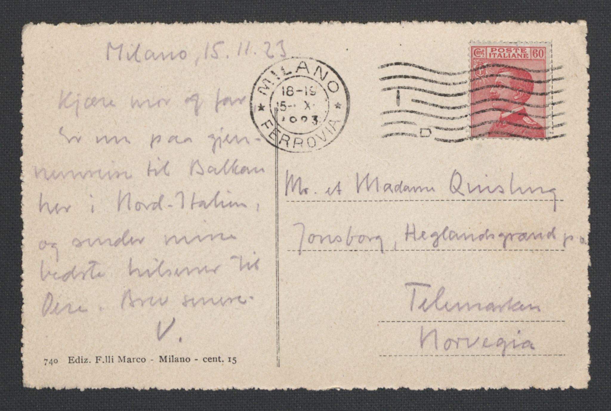 Quisling, Vidkun, AV/RA-PA-0750/K/L0001: Brev til og fra Vidkun Quisling samt til og fra andre medlemmer av familien Quisling, samt Vidkun Quislings karakterbøker, 1894-1929, s. 53