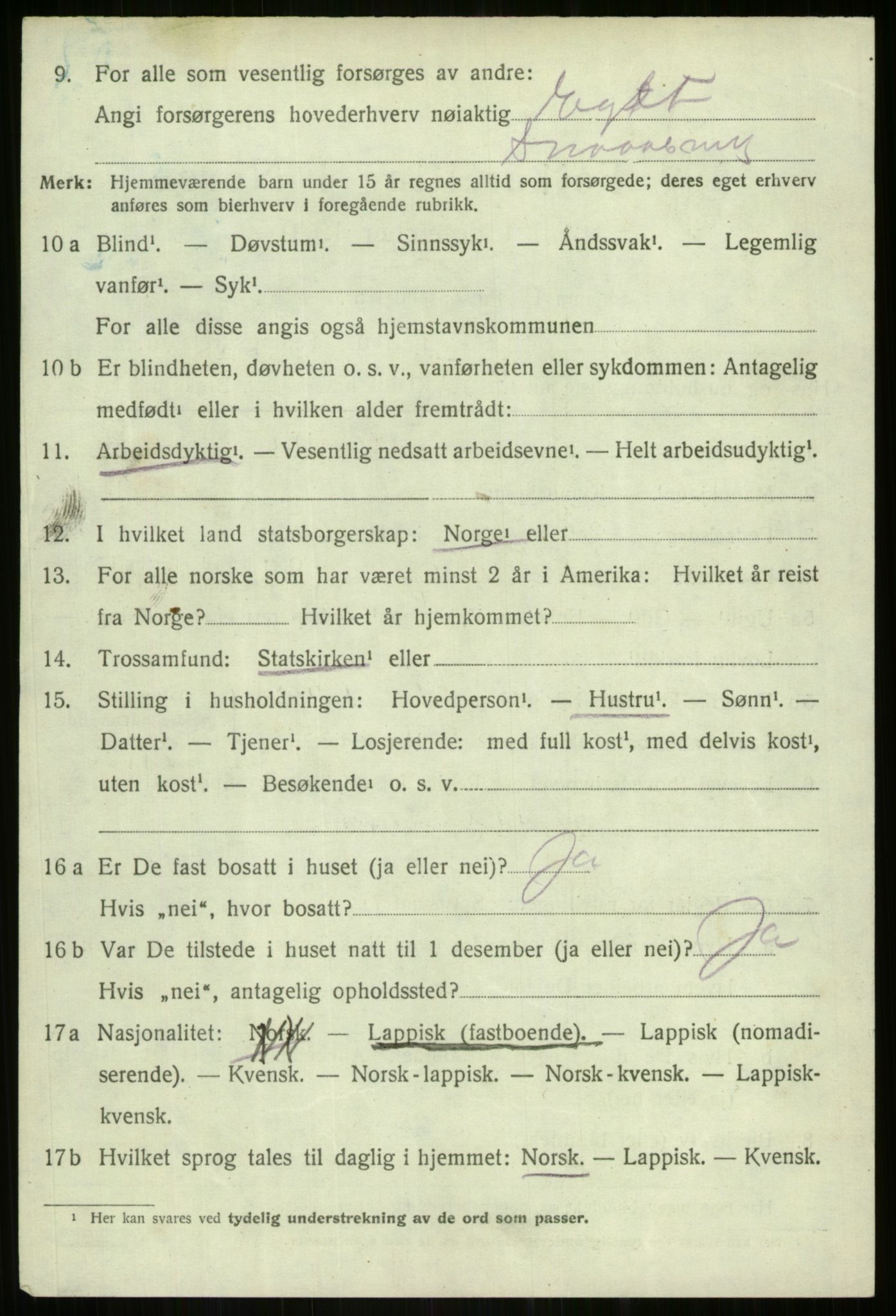 SATØ, Folketelling 1920 for 1926 Dyrøy herred, 1920, s. 2696