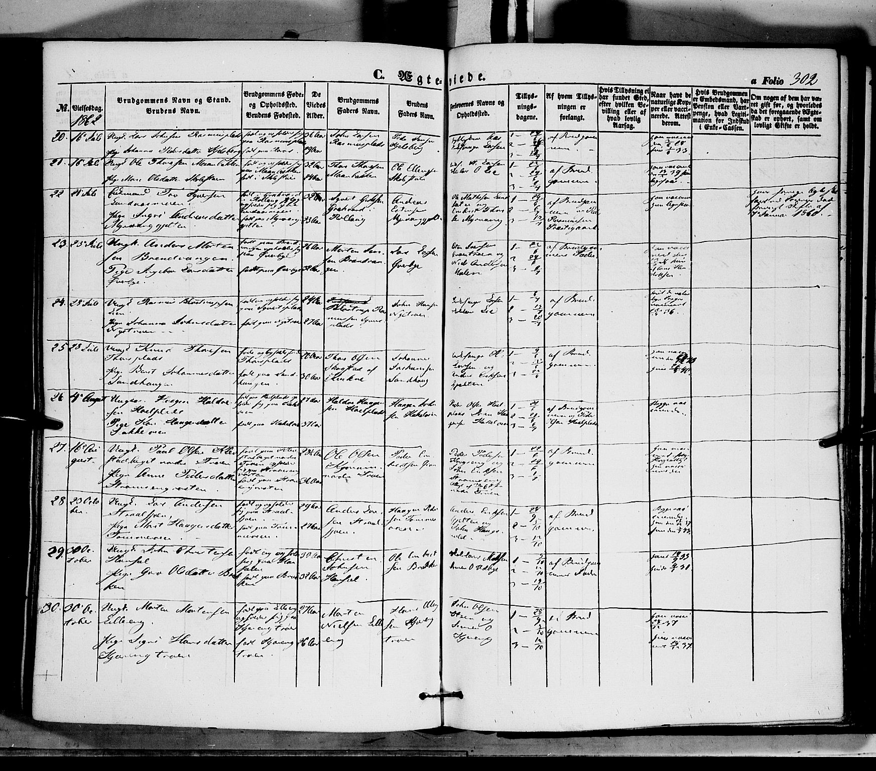 Tynset prestekontor, AV/SAH-PREST-058/H/Ha/Haa/L0020: Ministerialbok nr. 20, 1848-1862, s. 302