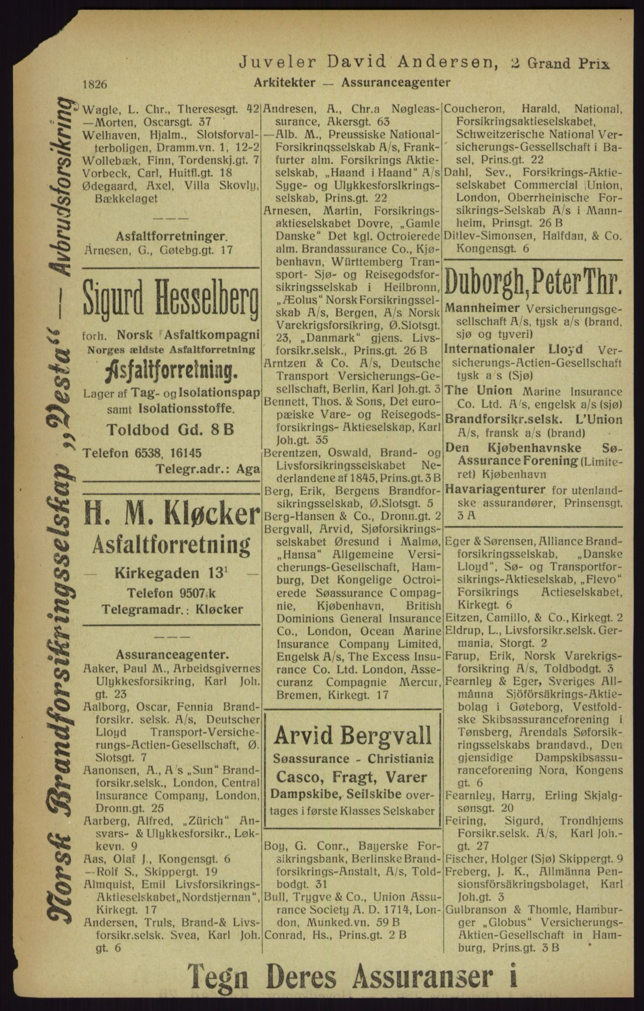 Kristiania/Oslo adressebok, PUBL/-, 1916, s. 1826