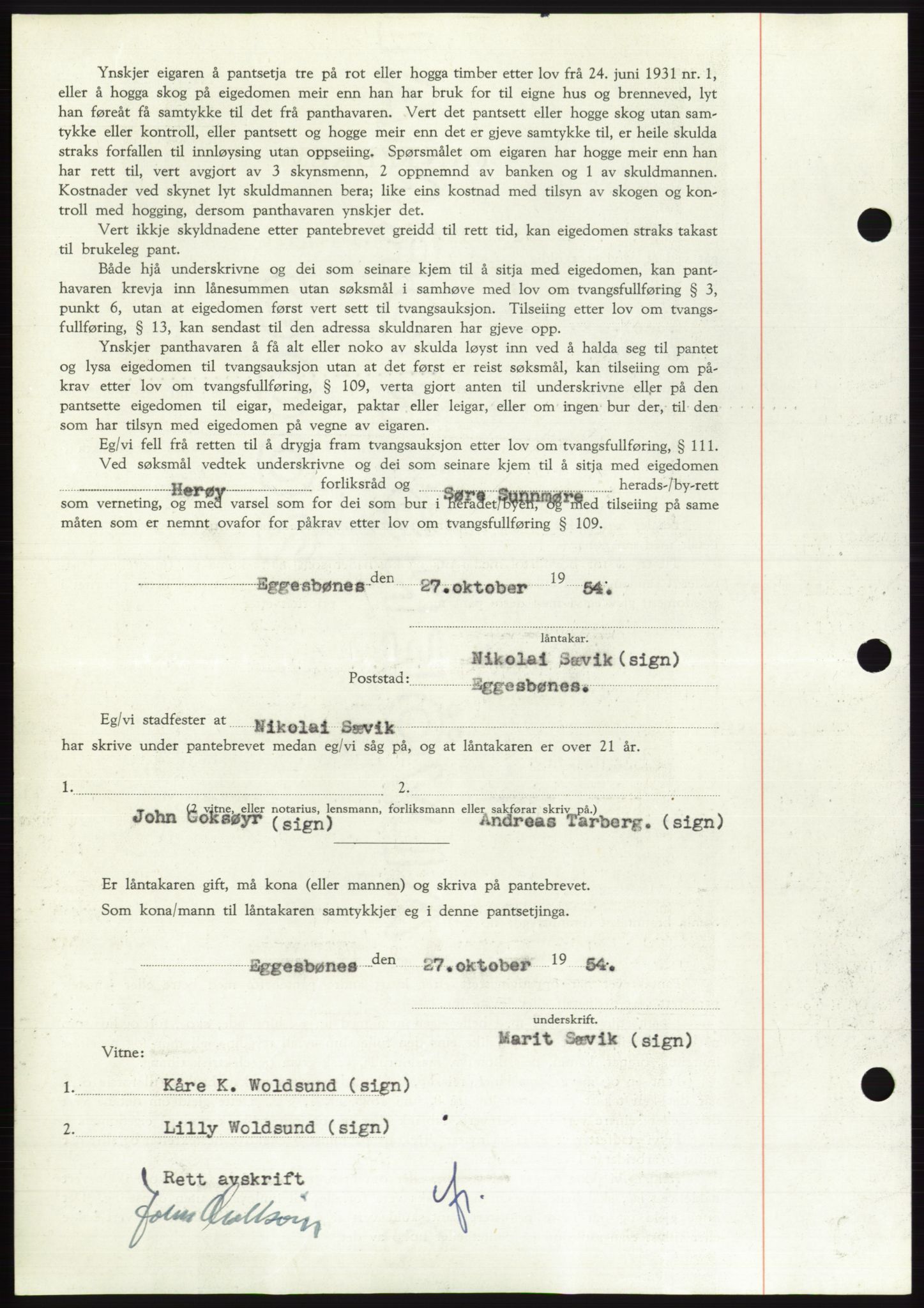 Søre Sunnmøre sorenskriveri, AV/SAT-A-4122/1/2/2C/L0126: Pantebok nr. 14B, 1954-1955, Dagboknr: 51/1955