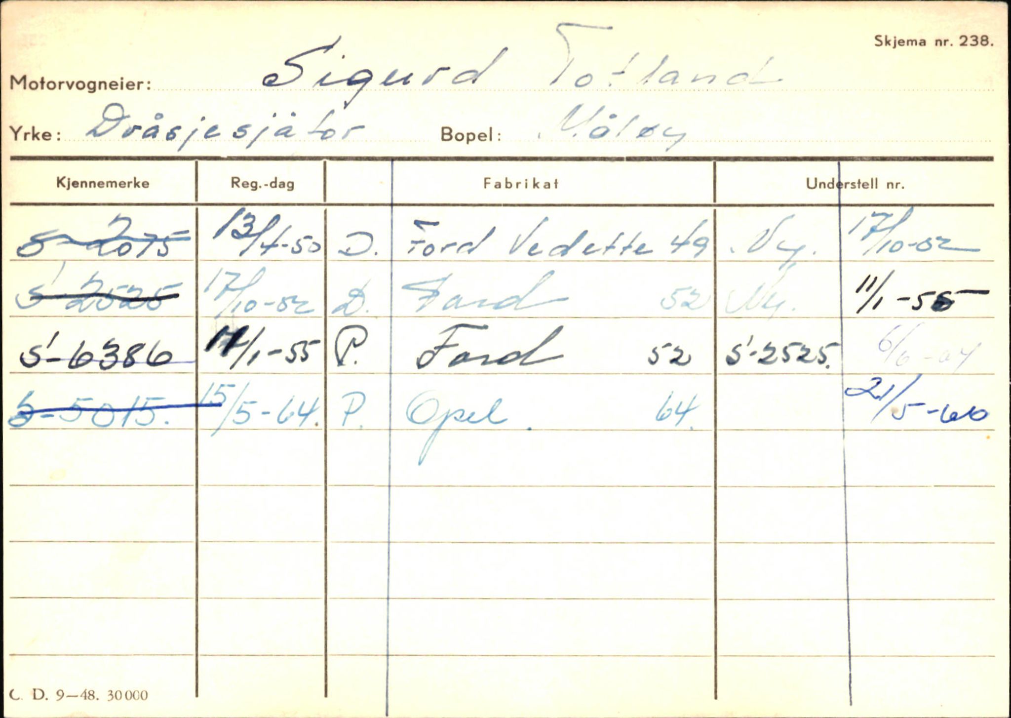 Statens vegvesen, Sogn og Fjordane vegkontor, AV/SAB-A-5301/4/F/L0145: Registerkort Vågsøy S-Å. Årdal I-P, 1945-1975, s. 518