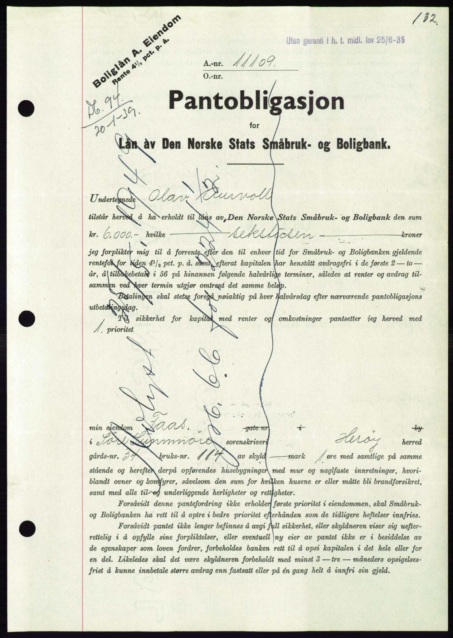 Søre Sunnmøre sorenskriveri, AV/SAT-A-4122/1/2/2C/L0067: Pantebok nr. 61, 1938-1939, Dagboknr: 94/1939