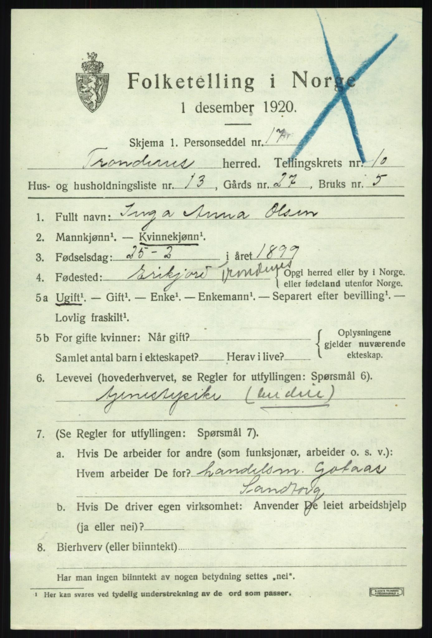 SATØ, Folketelling 1920 for 1914 Trondenes herred, 1920, s. 8115