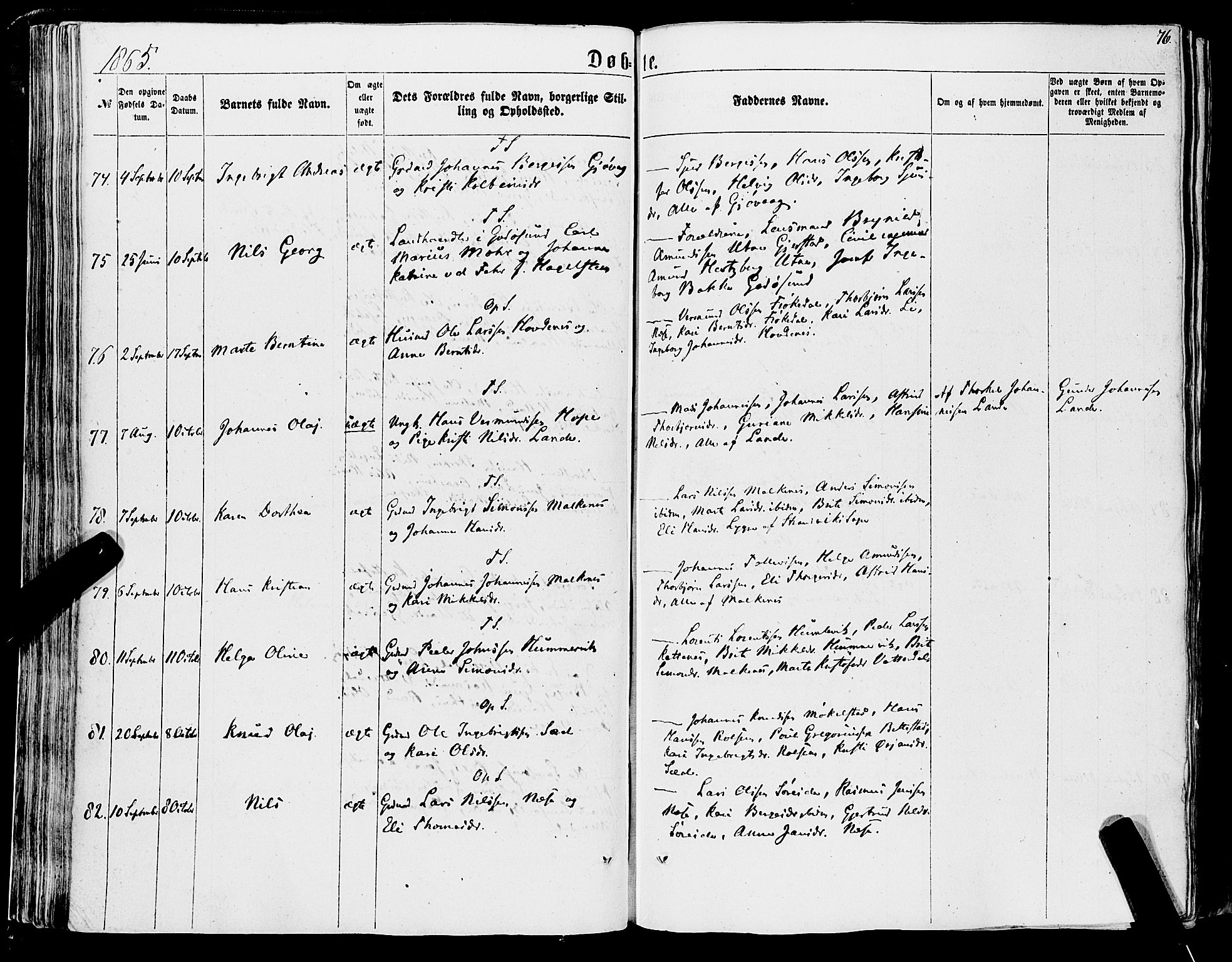 Tysnes sokneprestembete, AV/SAB-A-78601/H/Haa: Ministerialbok nr. A 11, 1860-1871, s. 76