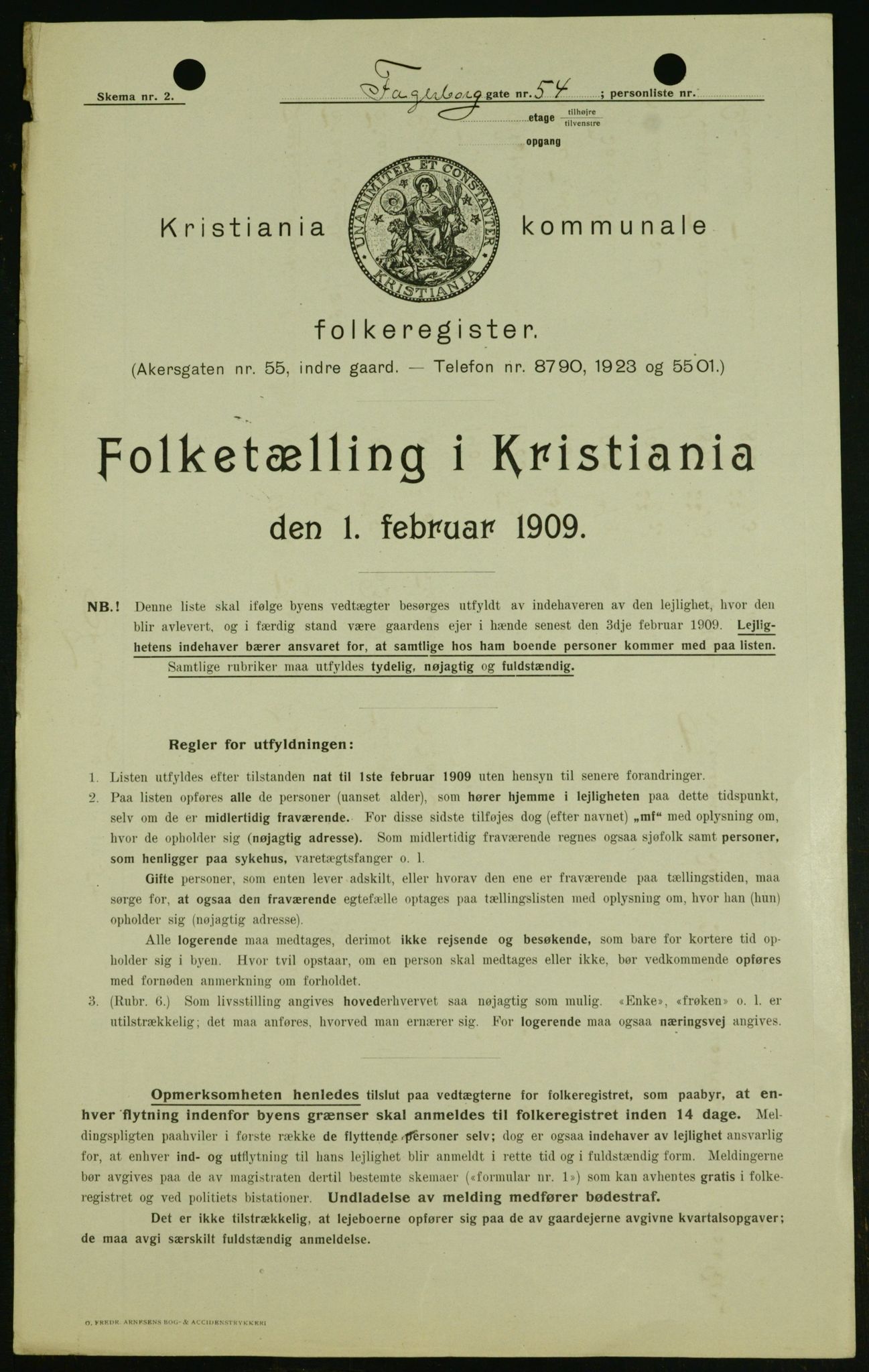 OBA, Kommunal folketelling 1.2.1909 for Kristiania kjøpstad, 1909, s. 20796