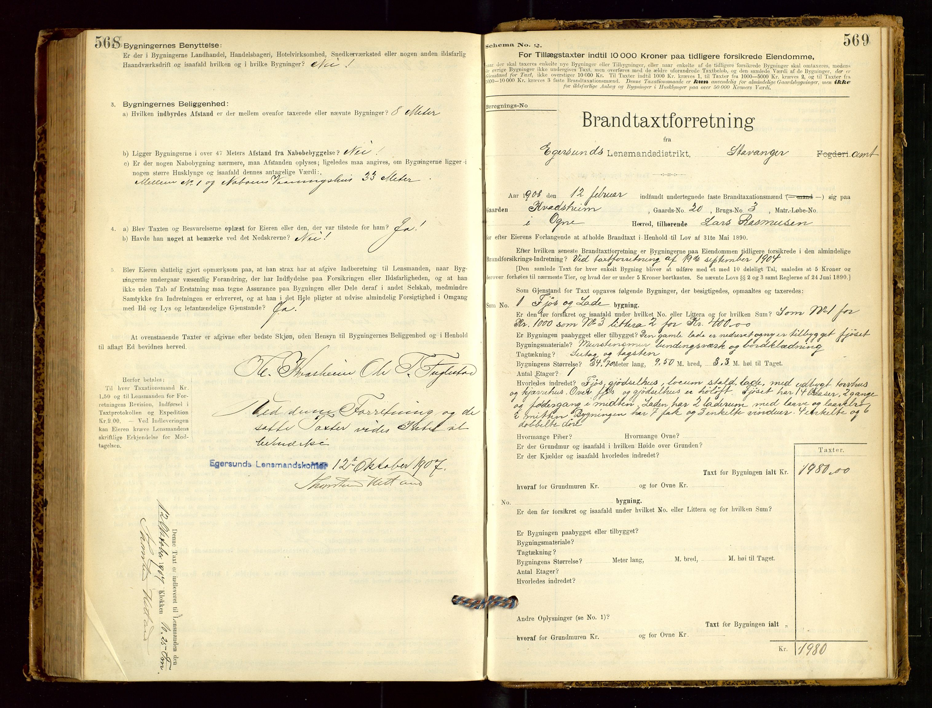 Eigersund lensmannskontor, AV/SAST-A-100171/Gob/L0001: Skjemaprotokoll, 1894-1909, s. 568-569