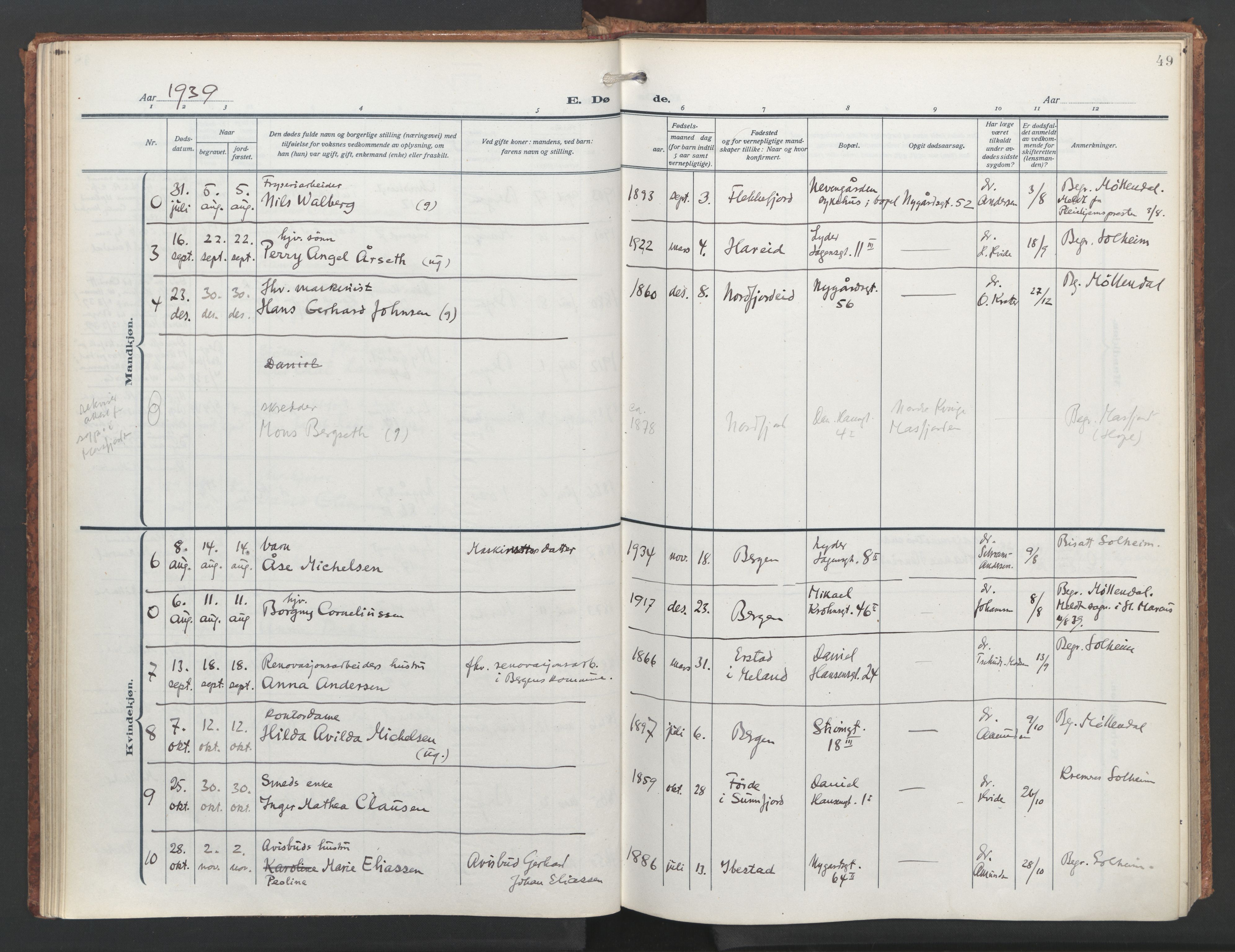 St. Jacob sokneprestembete, AV/SAB-A-78001/H/Haa/L0009: Ministerialbok nr. D 1, 1917-1972, s. 49