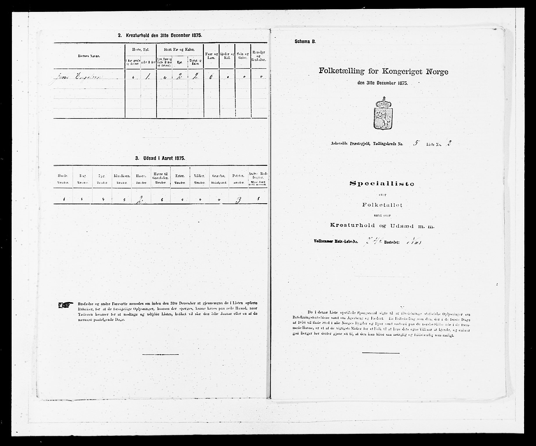 SAB, Folketelling 1875 for 1428P Askvoll prestegjeld, 1875, s. 364