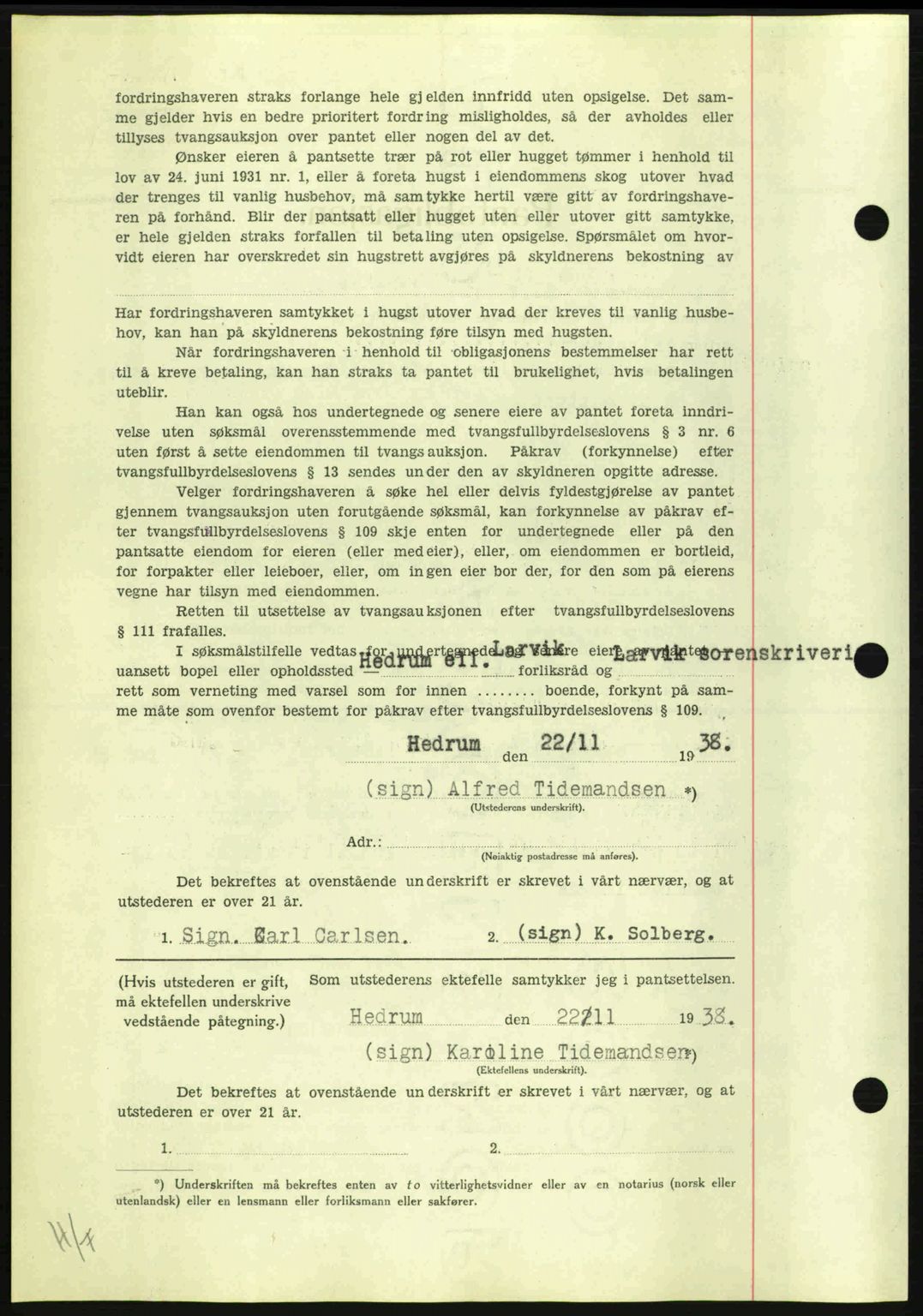 Larvik sorenskriveri, SAKO/A-83/G/Ga/Gac/L0004: Pantebok nr. B-4, 1939-1940, Dagboknr: 1000/1939