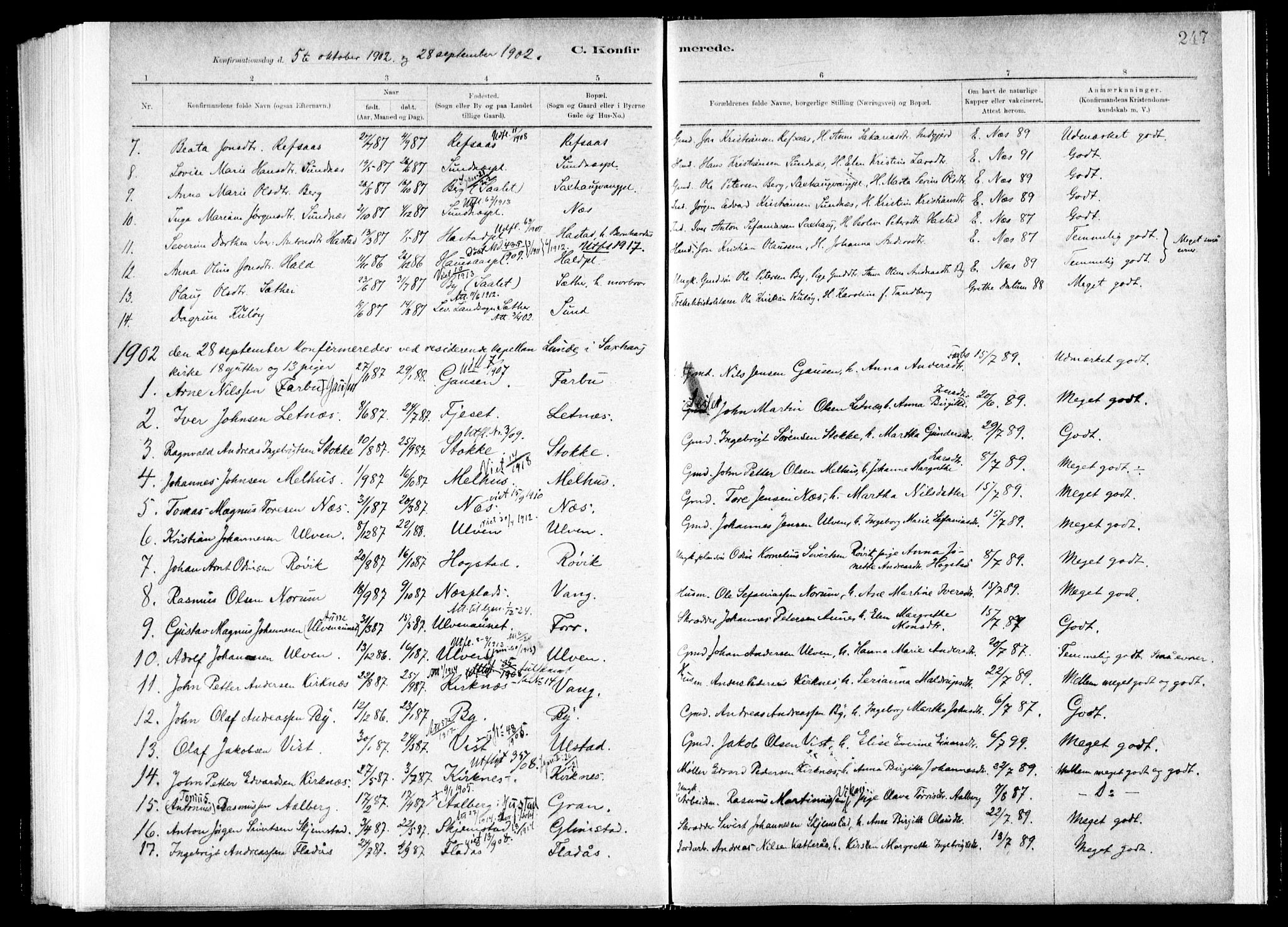 Ministerialprotokoller, klokkerbøker og fødselsregistre - Nord-Trøndelag, SAT/A-1458/730/L0285: Ministerialbok nr. 730A10, 1879-1914, s. 247