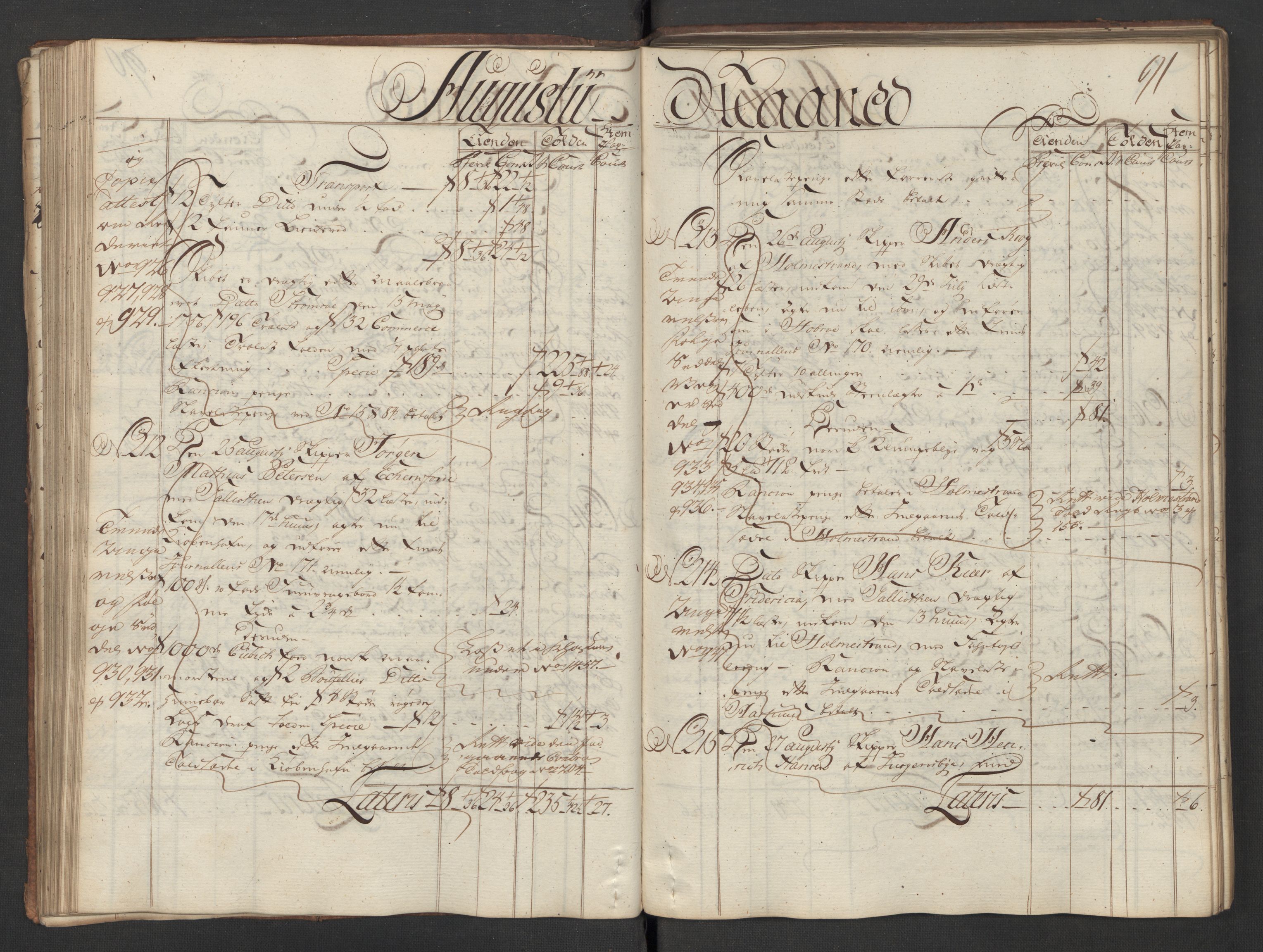 Generaltollkammeret, tollregnskaper, AV/RA-EA-5490/R08/L0035/0001: Tollregnskaper Drammen / Utgående hovedtollbok, 1756, s. 90b-91a