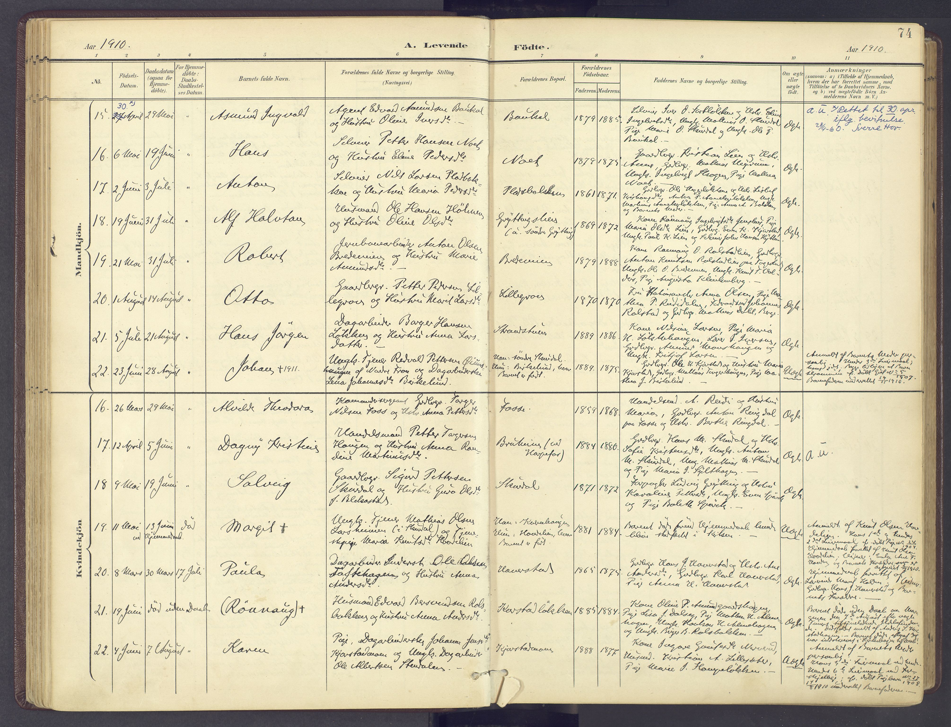 Sør-Fron prestekontor, AV/SAH-PREST-010/H/Ha/Haa/L0004: Ministerialbok nr. 4, 1898-1919, s. 74