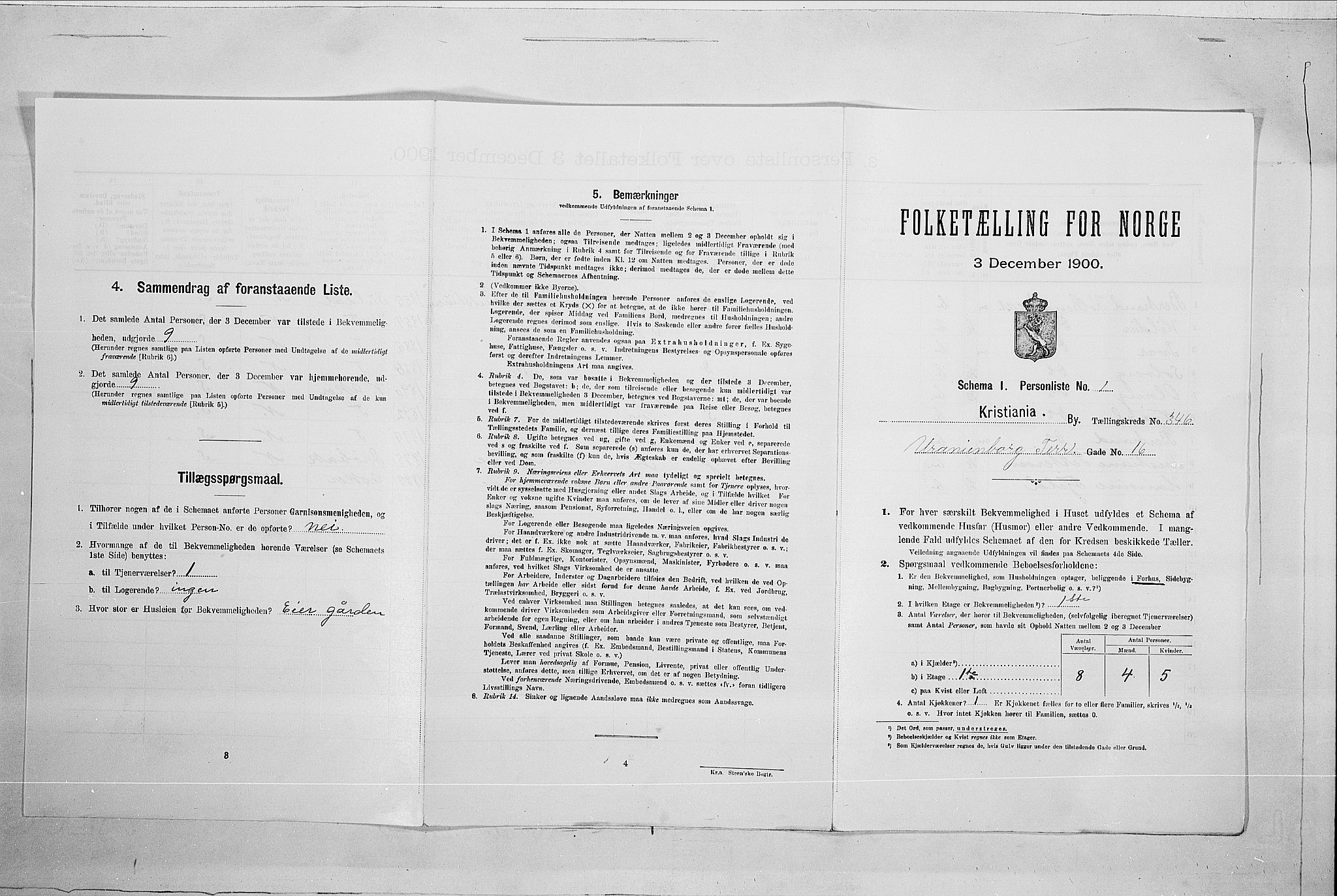 SAO, Folketelling 1900 for 0301 Kristiania kjøpstad, 1900, s. 108080