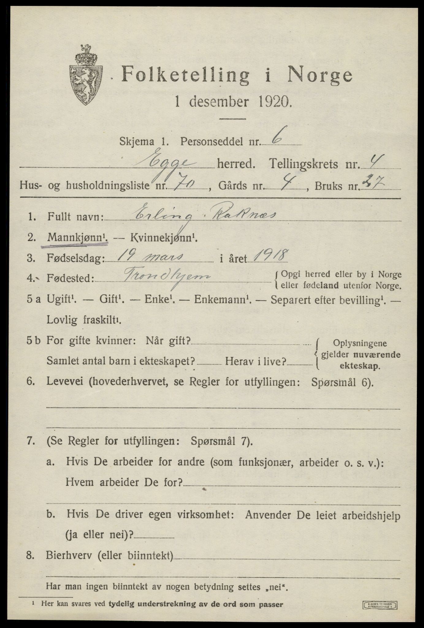 SAT, Folketelling 1920 for 1733 Egge herred, 1920, s. 3328