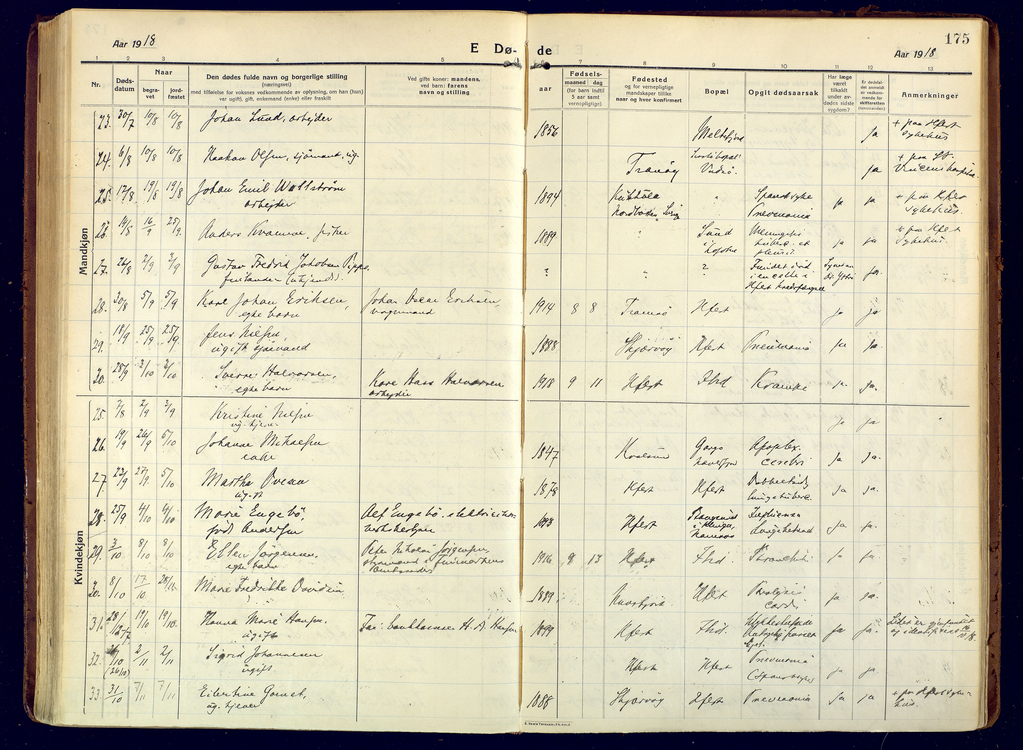 Hammerfest sokneprestkontor, SATØ/S-1347/H/Ha/L0015.kirke: Ministerialbok nr. 15, 1916-1923, s. 175