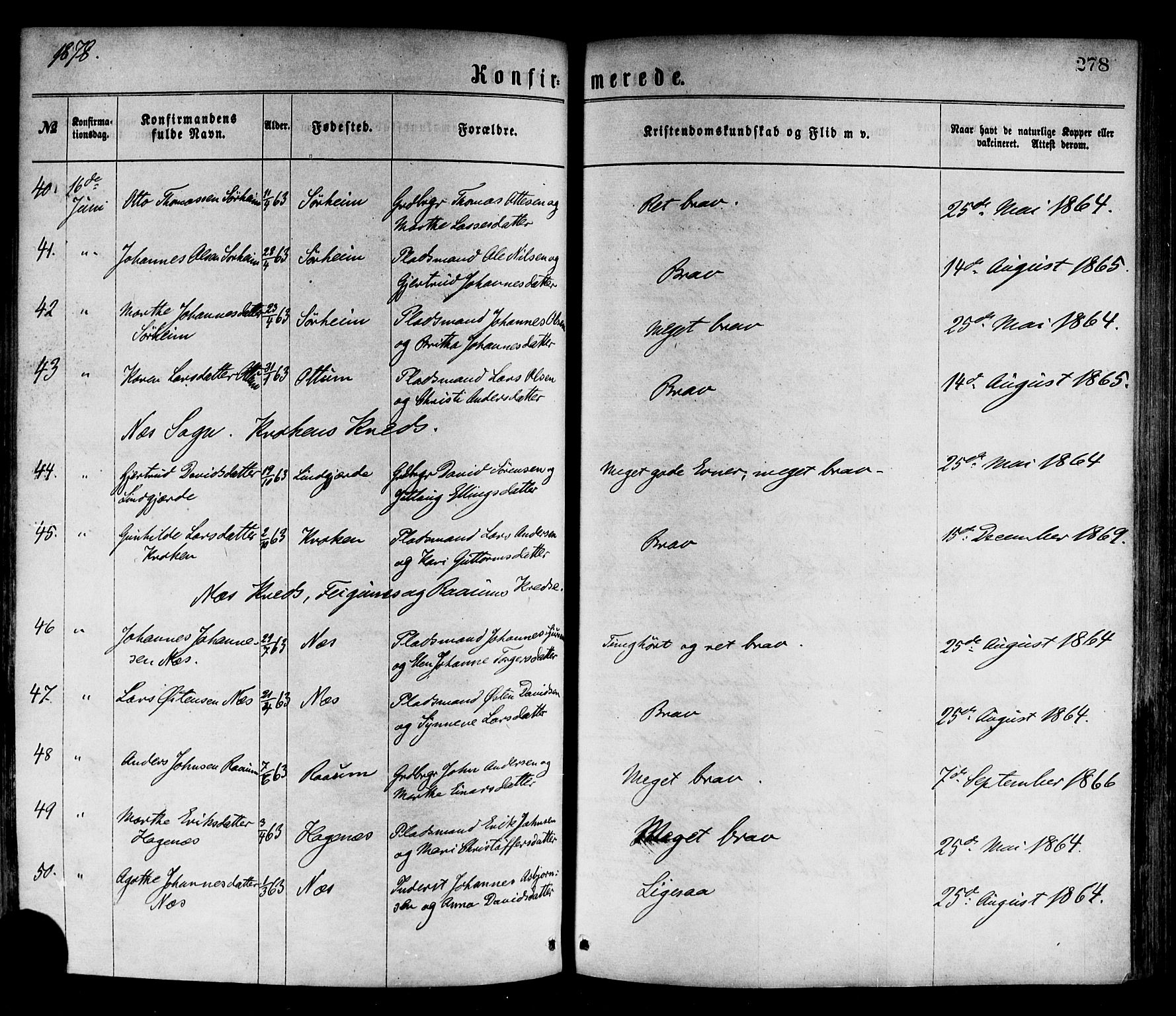 Luster sokneprestembete, AV/SAB-A-81101/H/Haa/Haaa/L0010: Ministerialbok nr. A 10, 1871-1886, s. 278
