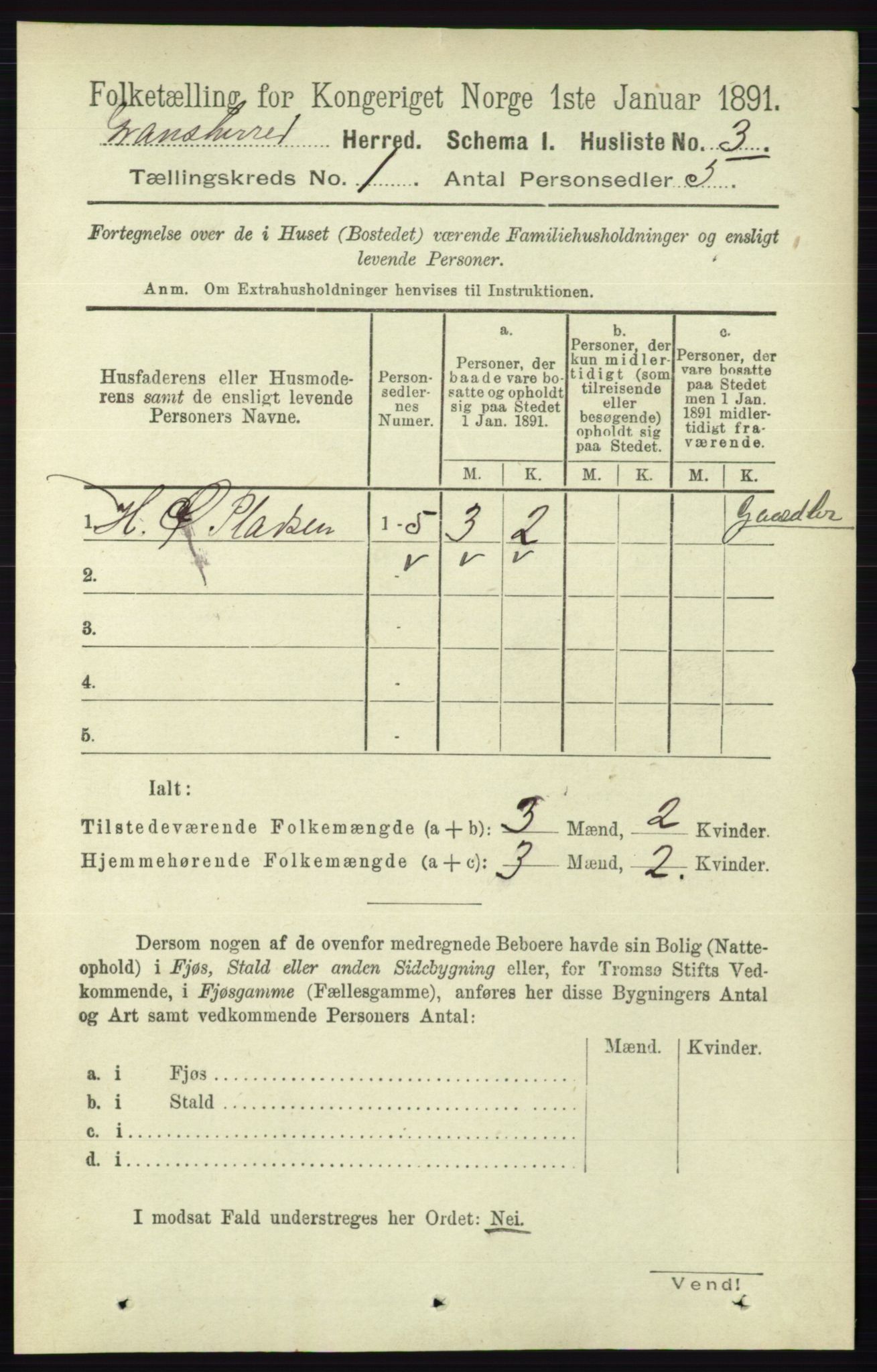 RA, Folketelling 1891 for 0824 Gransherad herred, 1891, s. 25