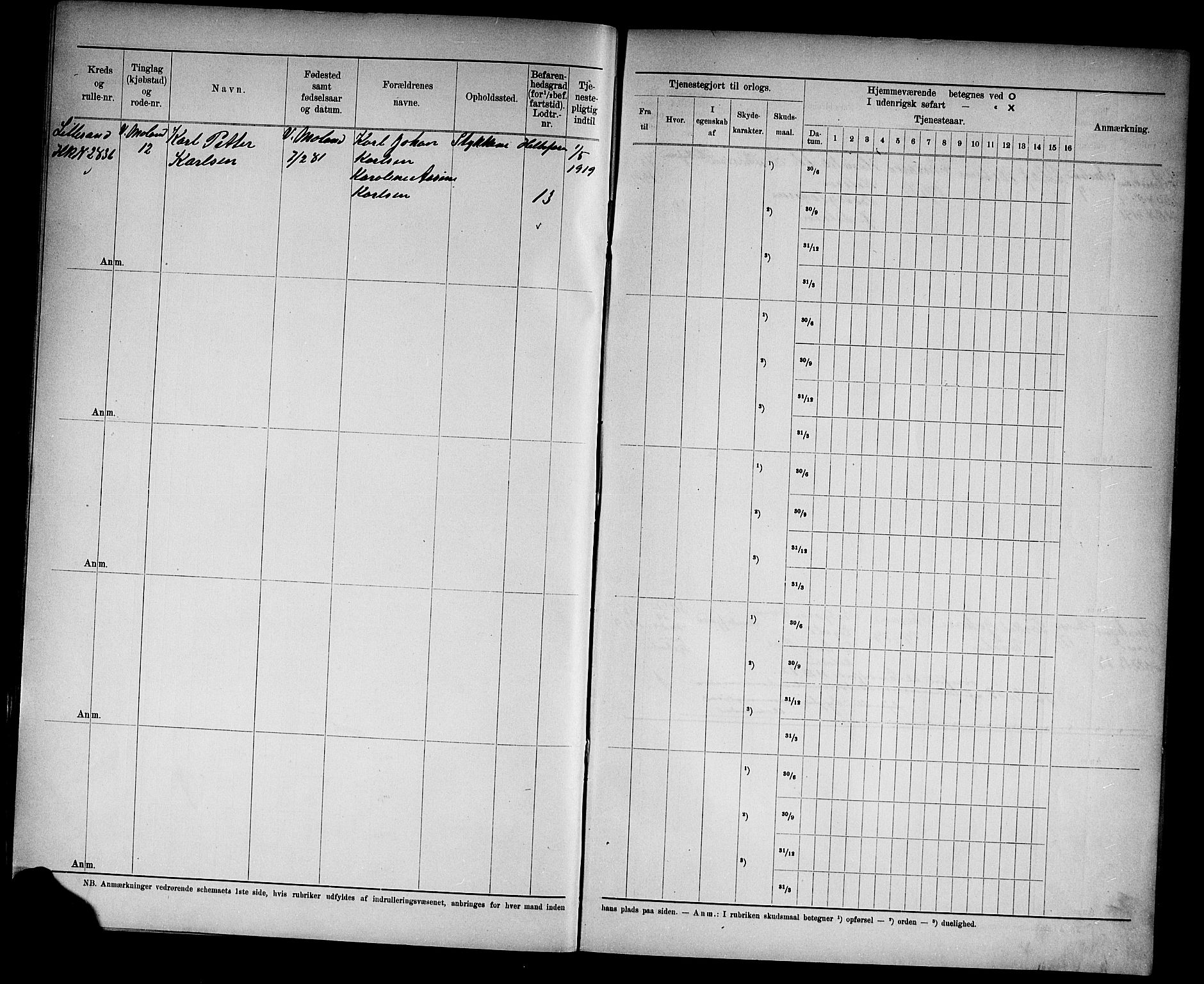 Kristiansand mønstringskrets, SAK/2031-0015/F/Fd/L0005: Rulle sjøvernepliktige, C-5, 1903, s. 39