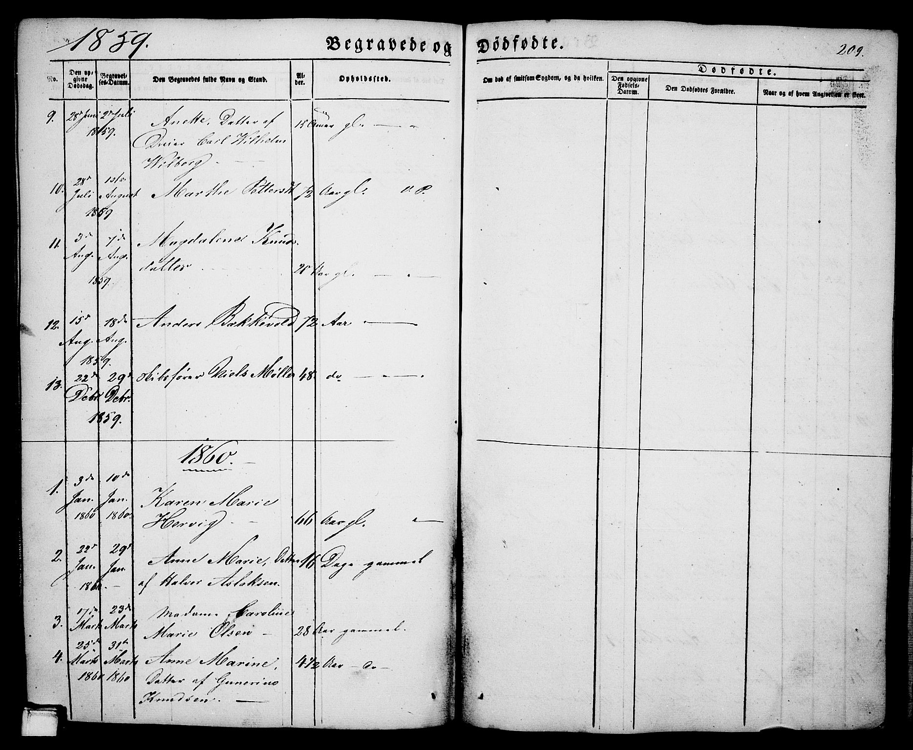 Porsgrunn kirkebøker , AV/SAKO-A-104/G/Ga/L0002: Klokkerbok nr. I 2, 1847-1877, s. 209