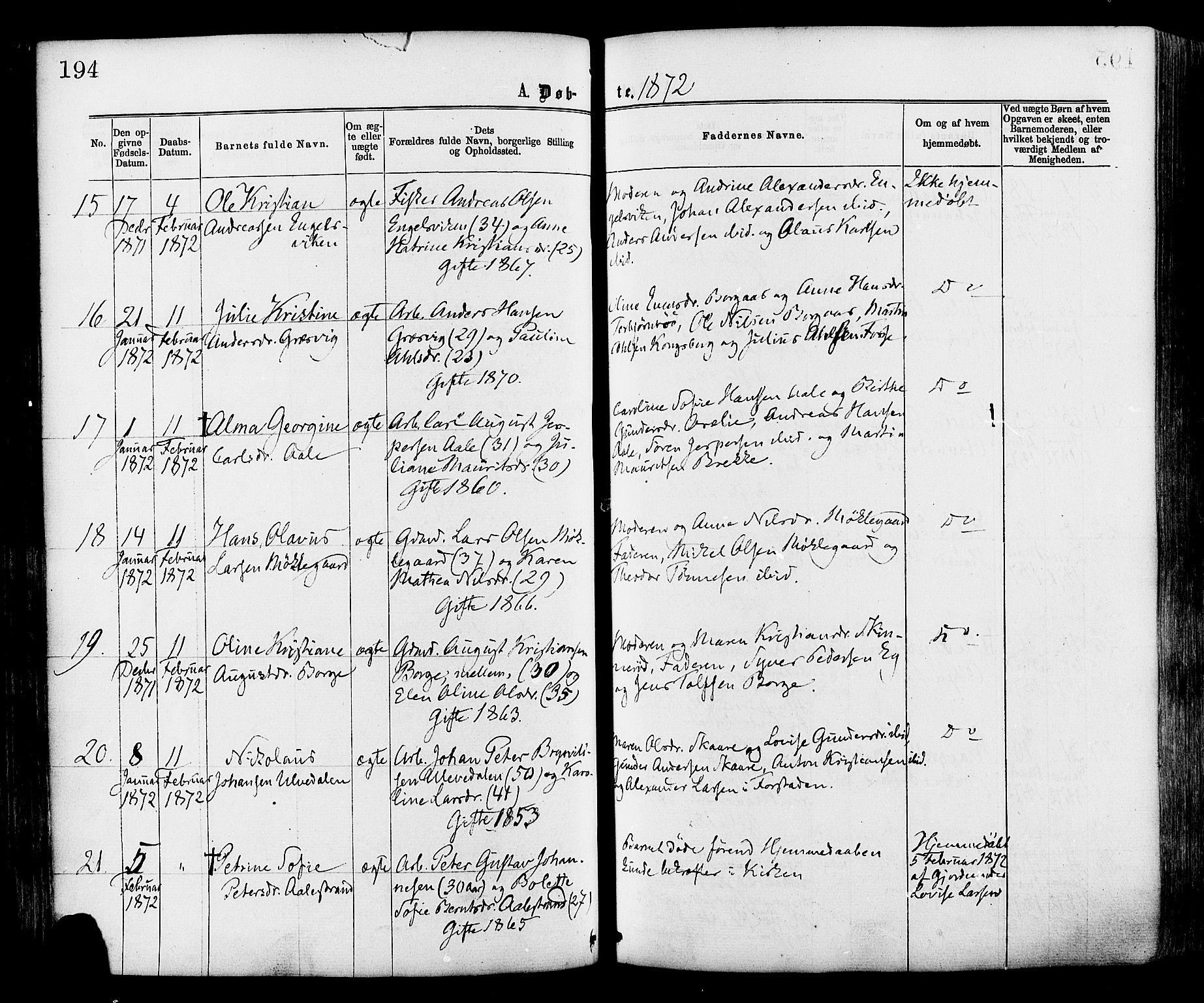 Onsøy prestekontor Kirkebøker, AV/SAO-A-10914/F/Fa/L0004: Ministerialbok nr. I 4, 1861-1877, s. 194