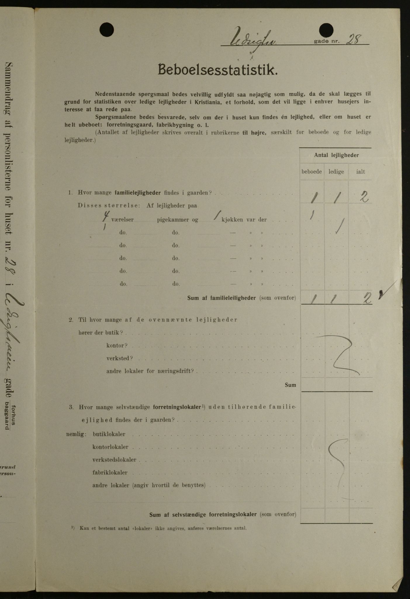 OBA, Kommunal folketelling 1.2.1908 for Kristiania kjøpstad, 1908, s. 108990