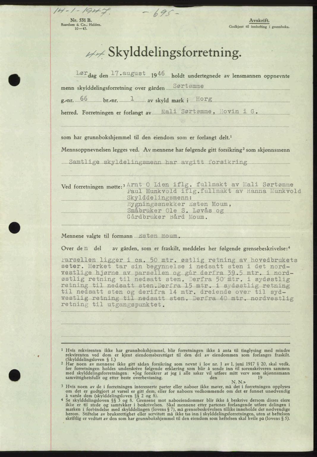 Gauldal sorenskriveri, SAT/A-0014/1/2/2C: Pantebok nr. A3, 1947-1947, Dagboknr: 44/1947
