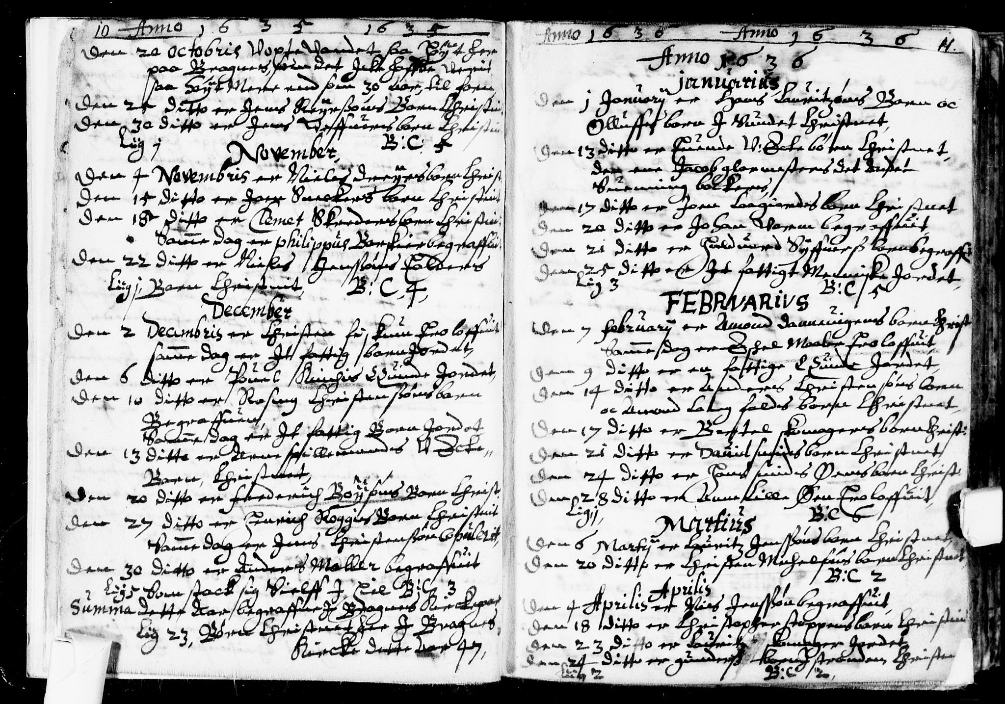 Bragernes kirkebøker, SAKO/A-6/F/Fa/L0001: Ministerialbok nr. I 1, 1634-1662, s. 10-11
