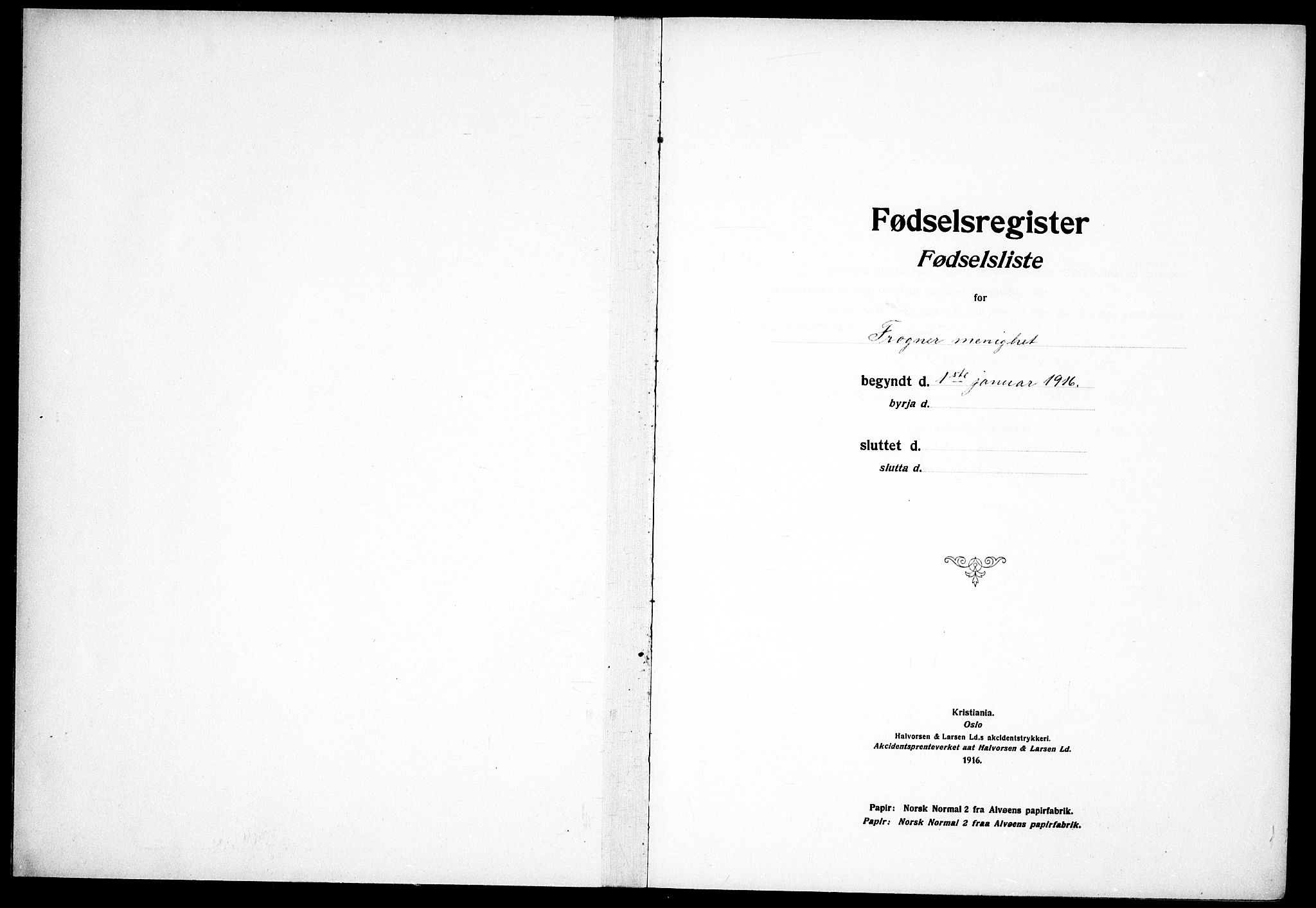 Frogner prestekontor Kirkebøker, SAO/A-10886/J/Ja/L0001: Fødselsregister nr. 1, 1916-1927